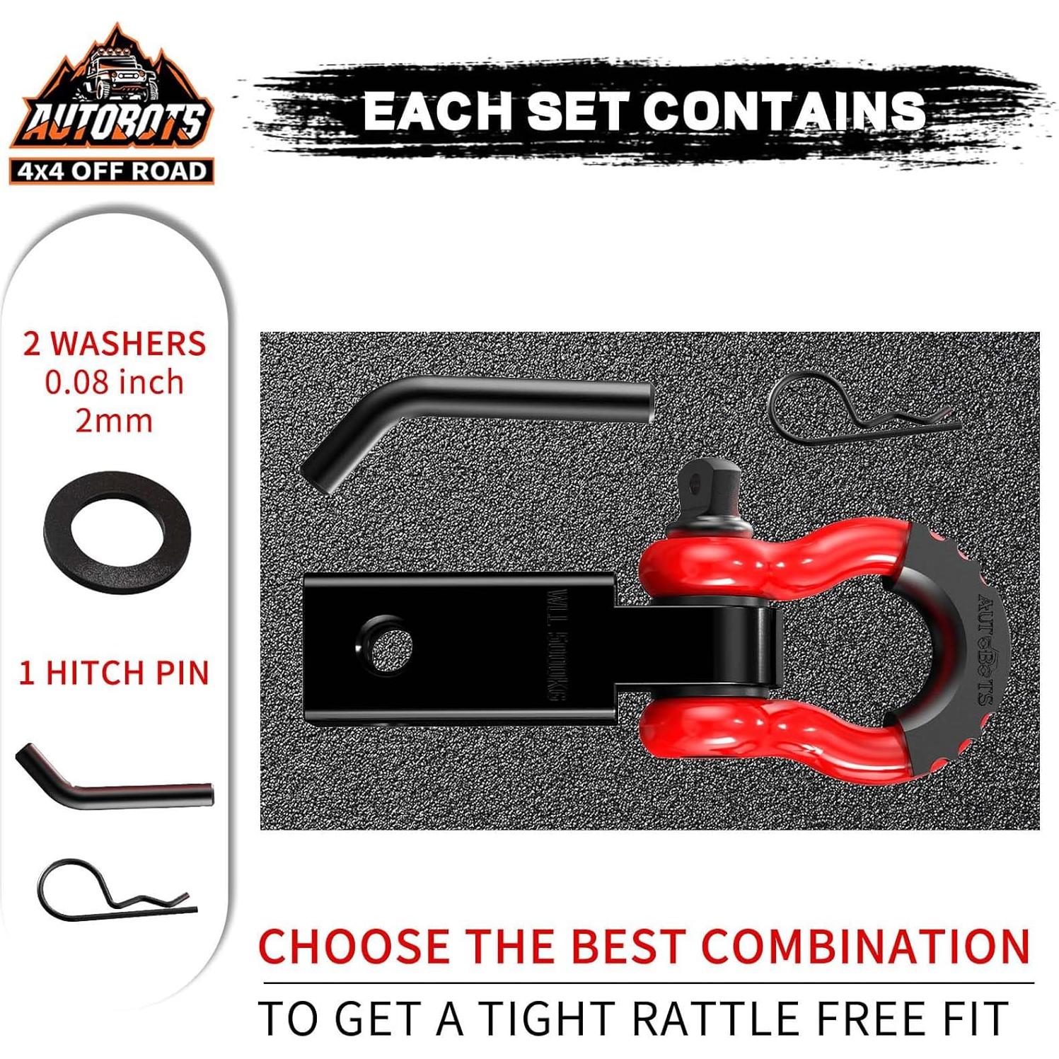 Receptor de Enganche AUTOBOTS 2" 20,411 Kg Rojo y Negro