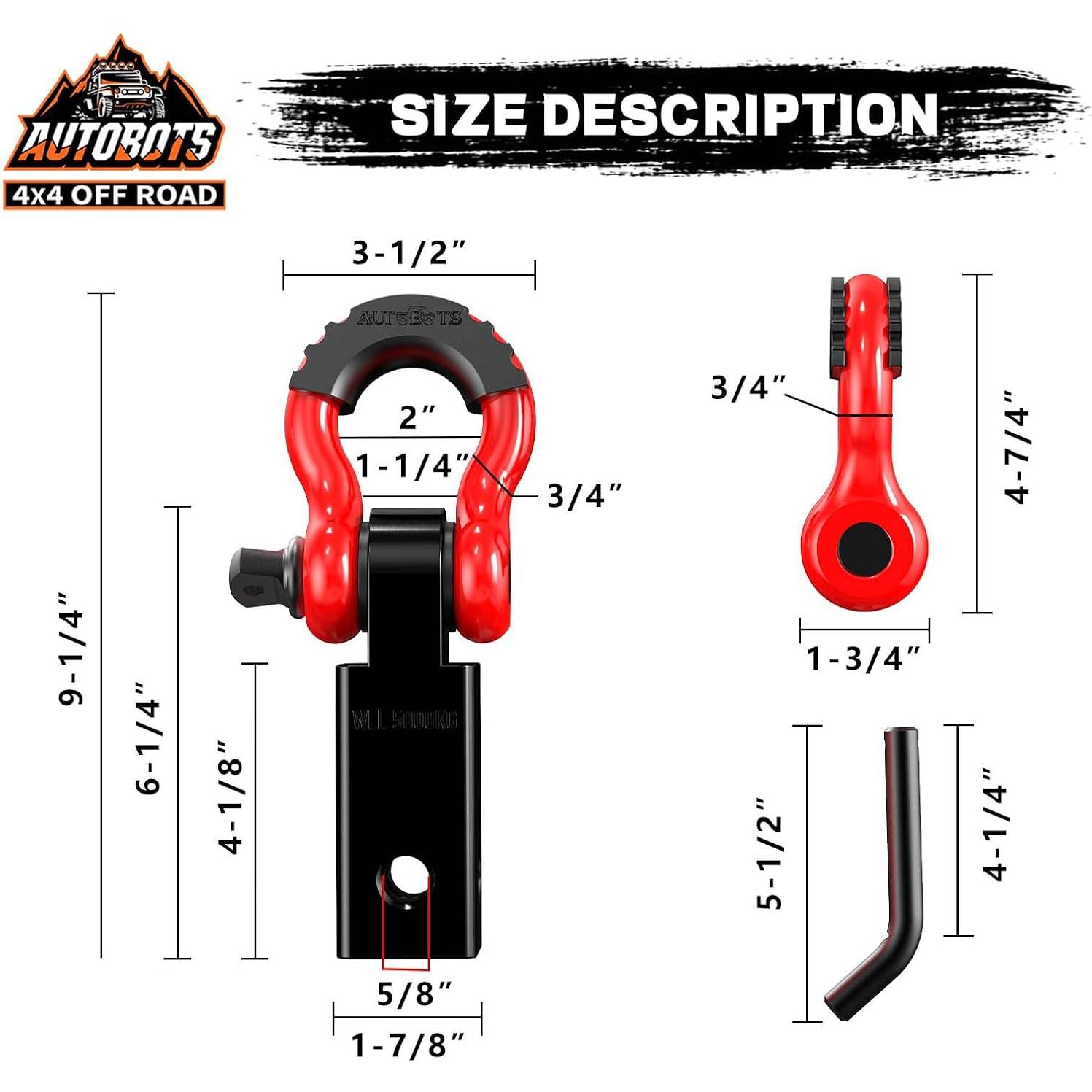 Receptor de Enganche AUTOBOTS 2" 20,411 Kg Rojo y Negro