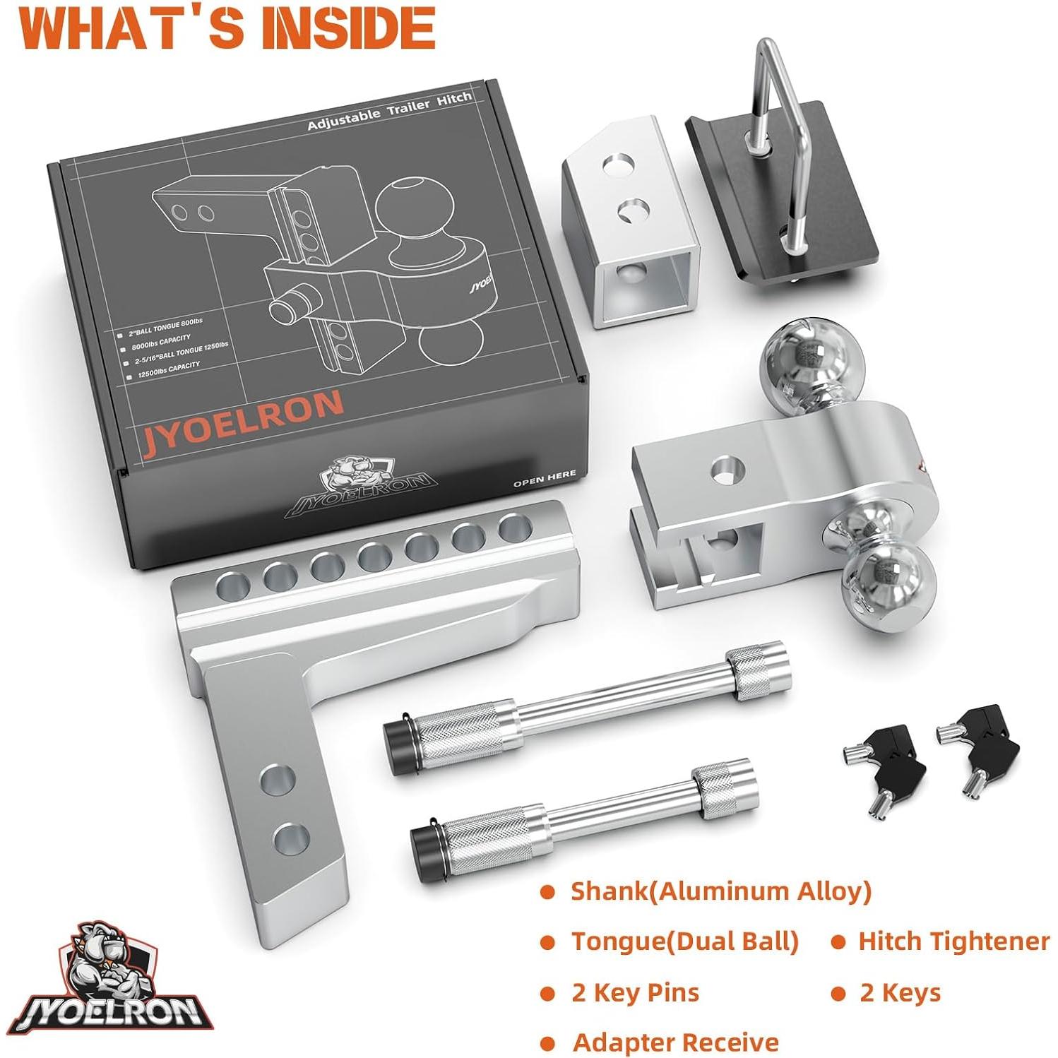 Enganche de Remolque Ajustable Jyoelron 2" y 2.5" 6" 12,500 LBS