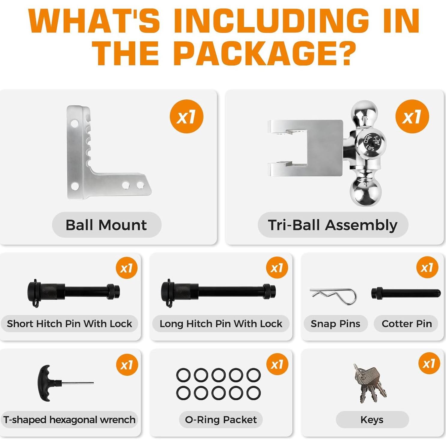 Enganche de Remolque Ajustable Kingfun 12500 lbs Plata