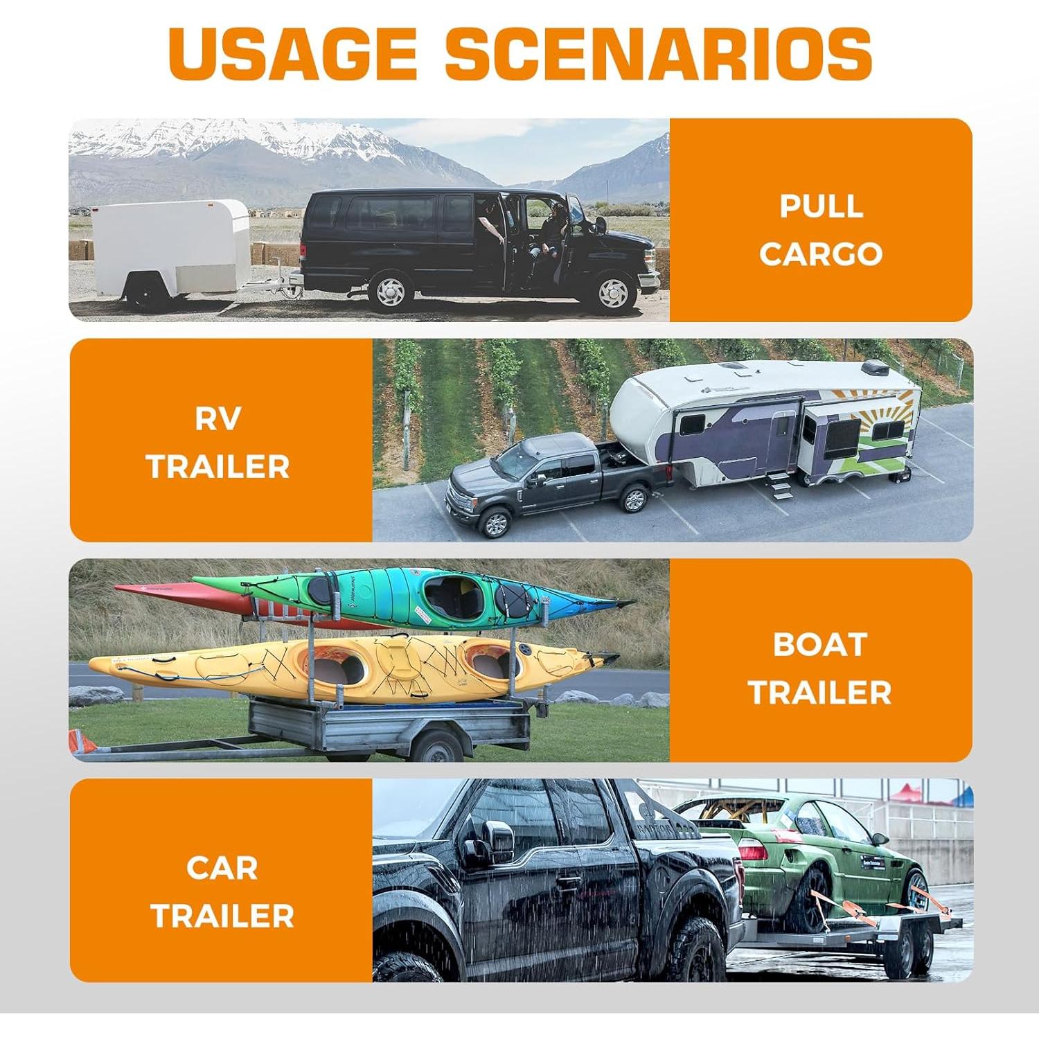 Enganche de Remolque Ajustable Kingfun 12500 lbs Plata