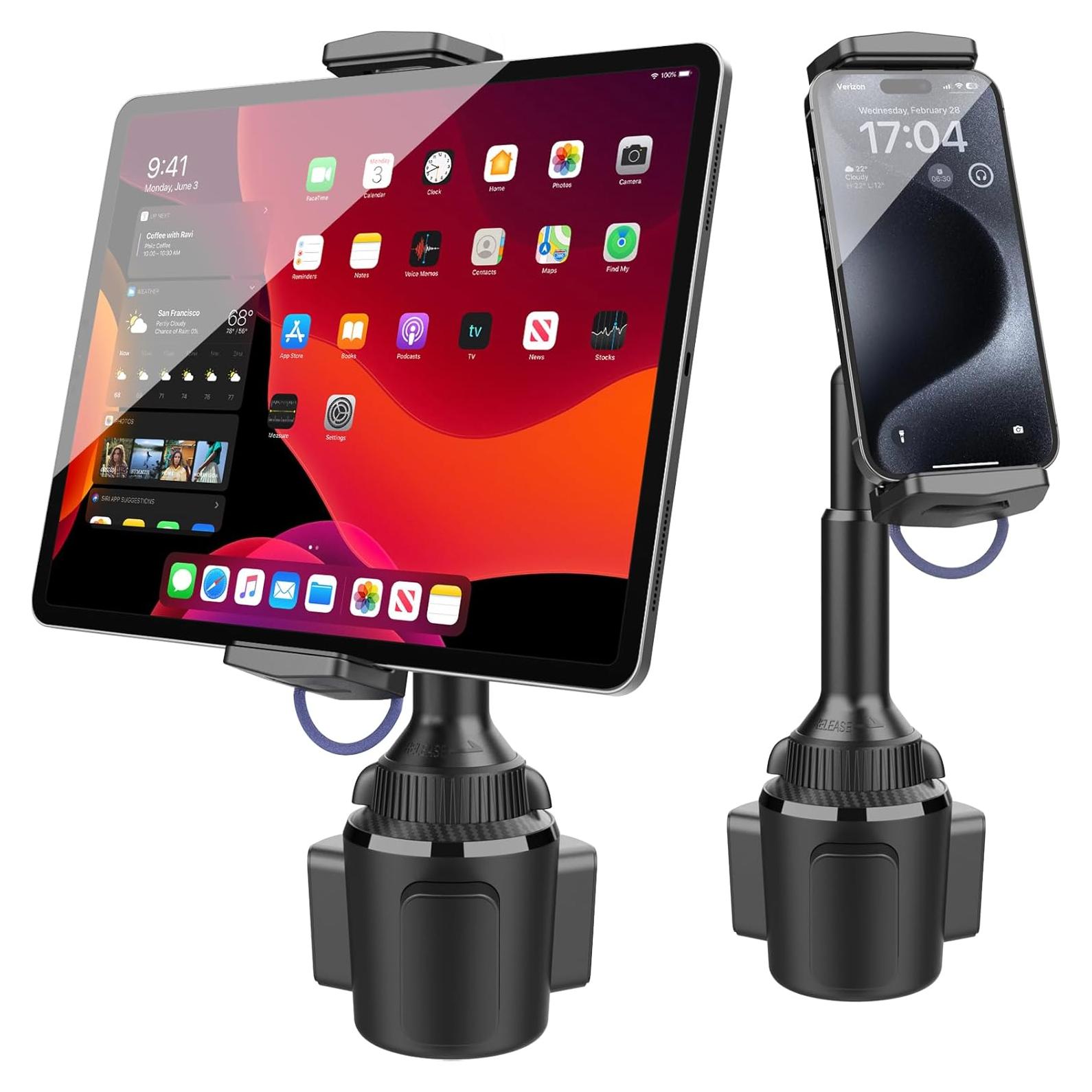Soporte para Tablet en Portavasos APPS2Car IP3 Ajustable Negro