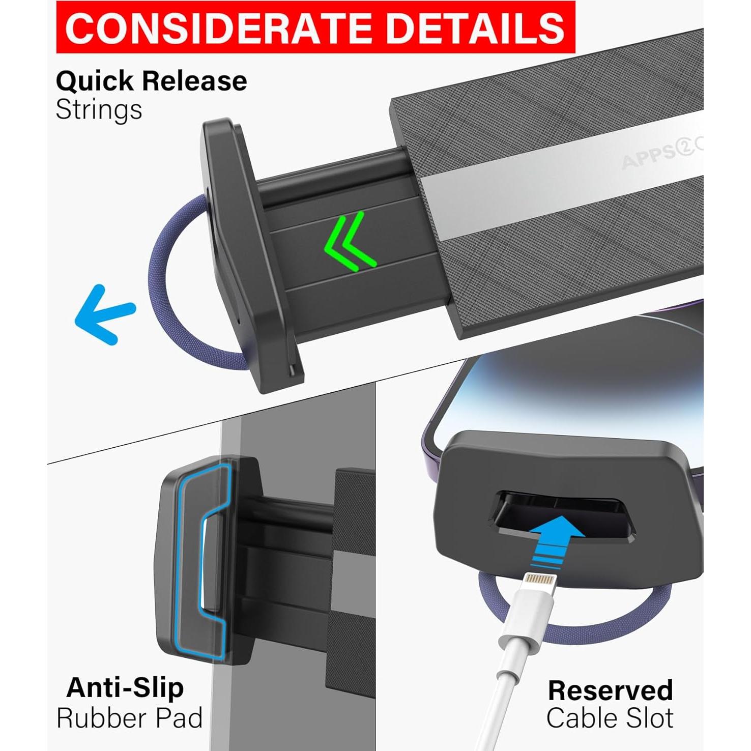 Soporte para Tablet en Portavasos APPS2Car IP3 Ajustable Negro