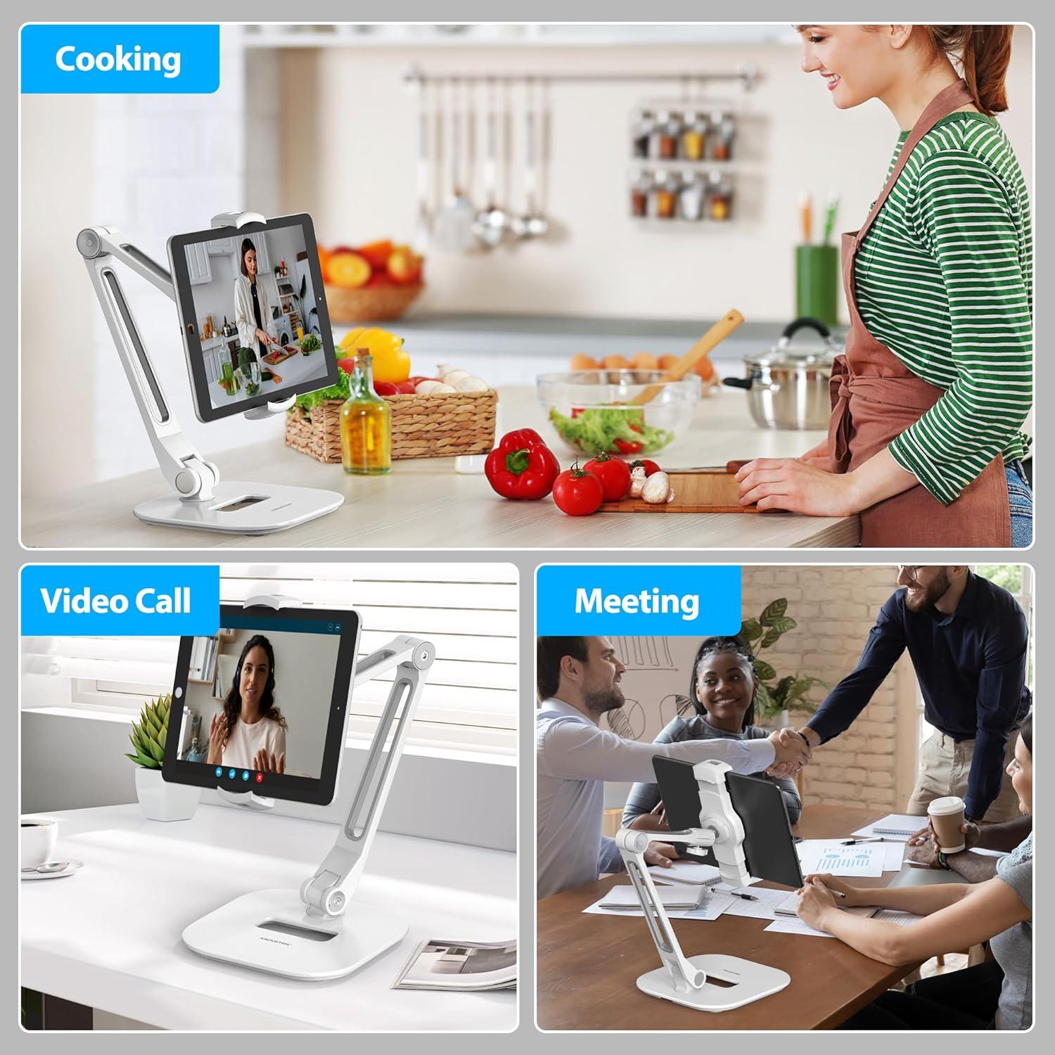 Soporte Ajustable para iPad AboveTEK - Aluminio Blanco 4"-11"