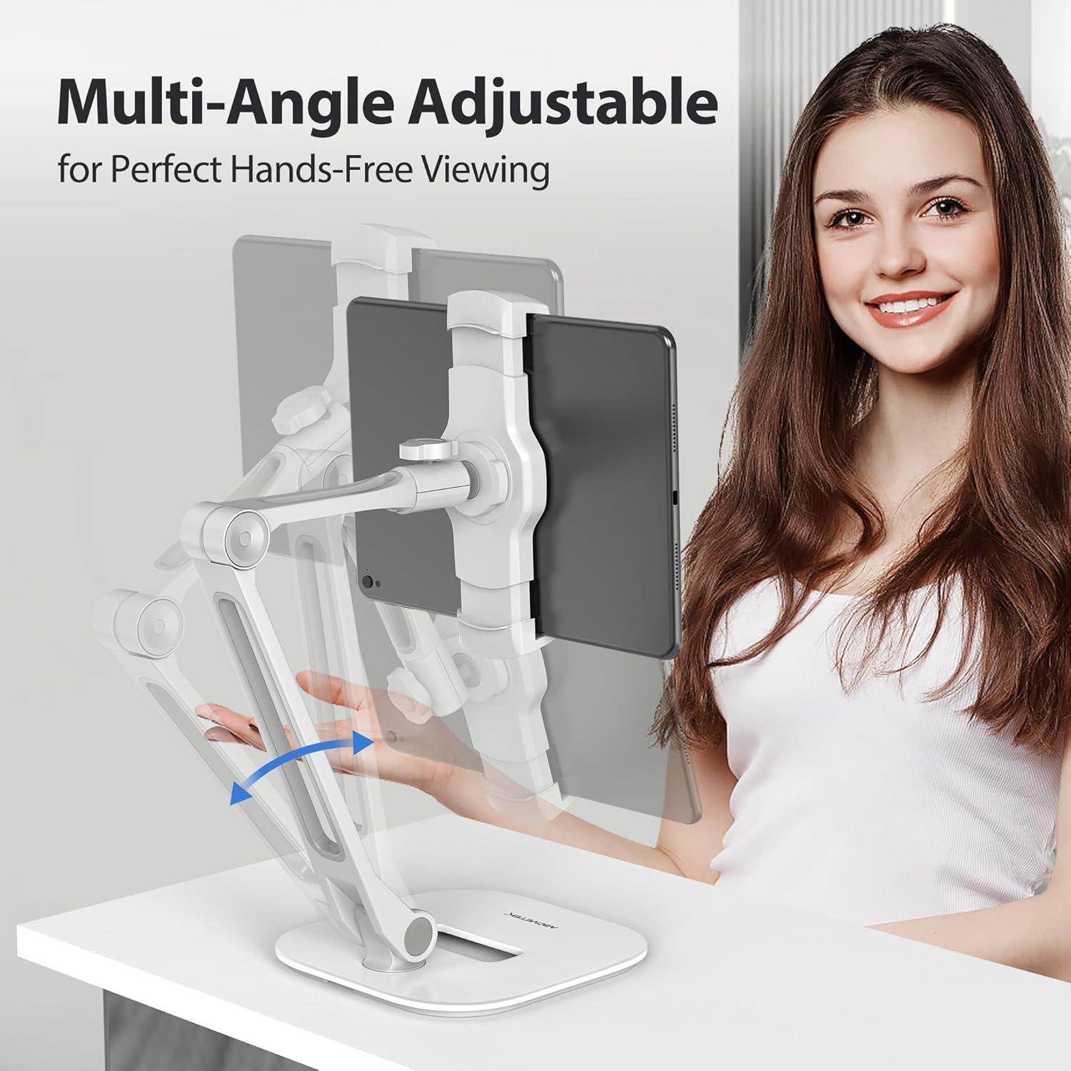 Soporte Ajustable para iPad AboveTEK - Aluminio Blanco 4"-11"
