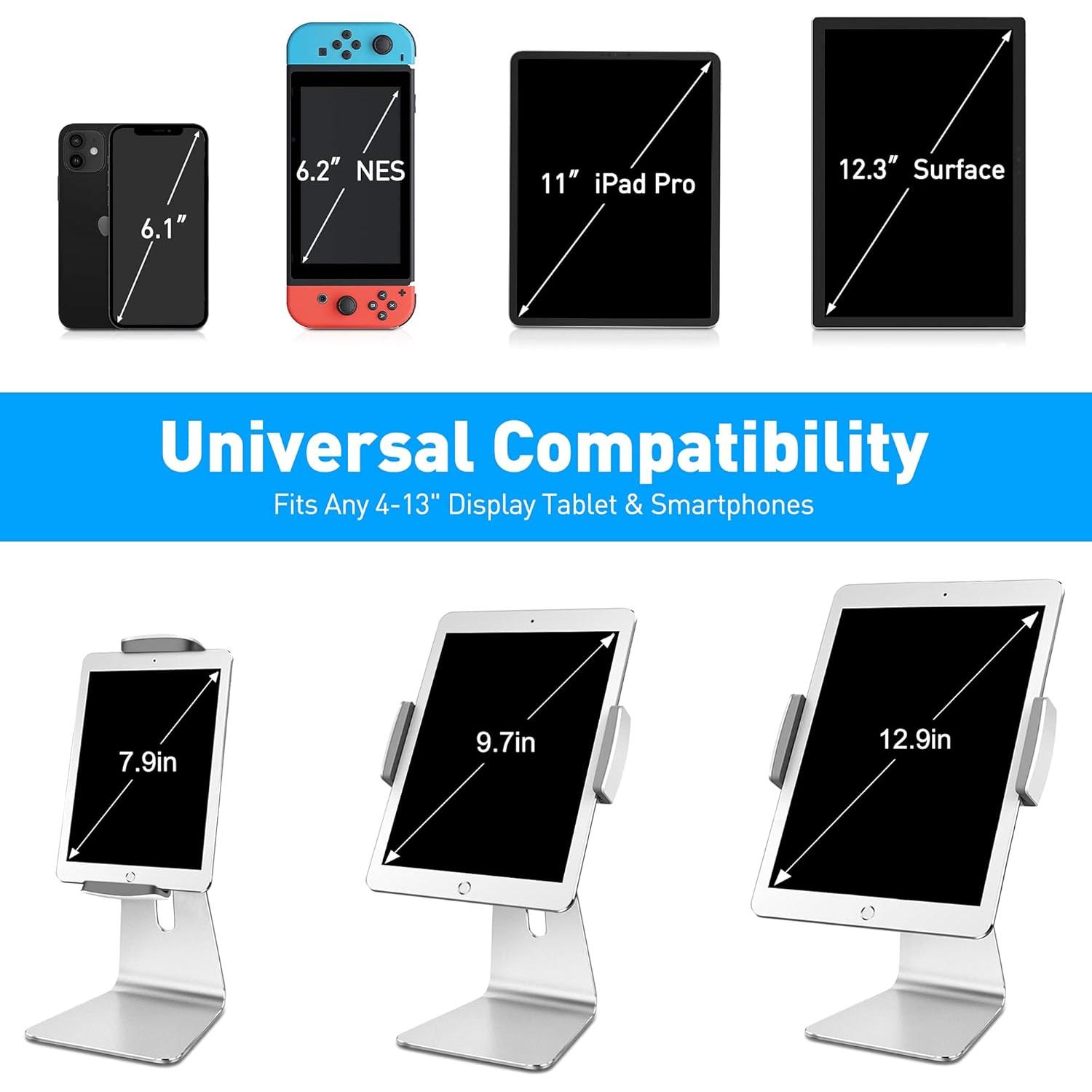 Soporte de Tableta AboveTEK TS-129S Aluminio Plata 15.24-39.37 cm