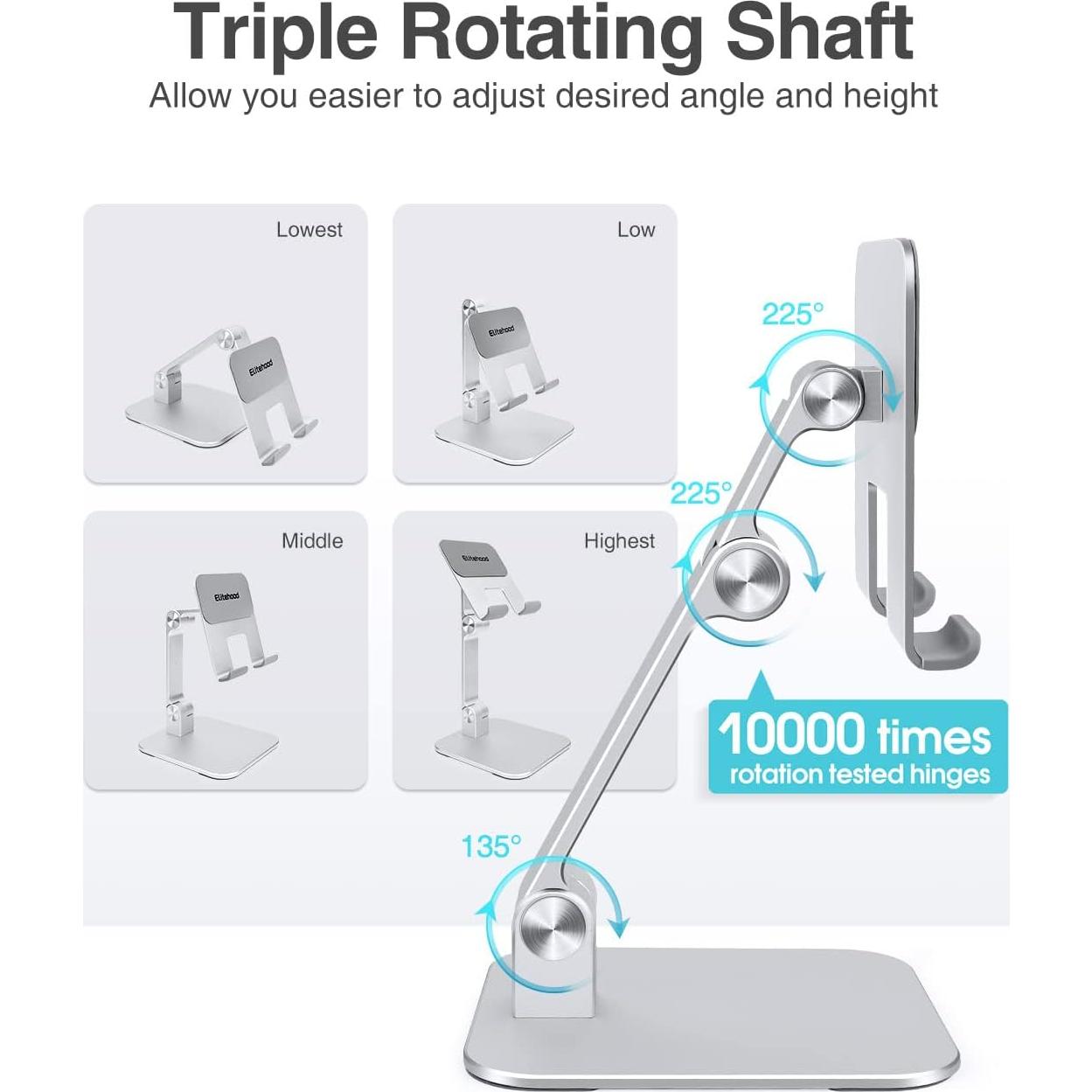 Soporte Ajustable para iPad Elitehood DT-013, Aluminio Plata