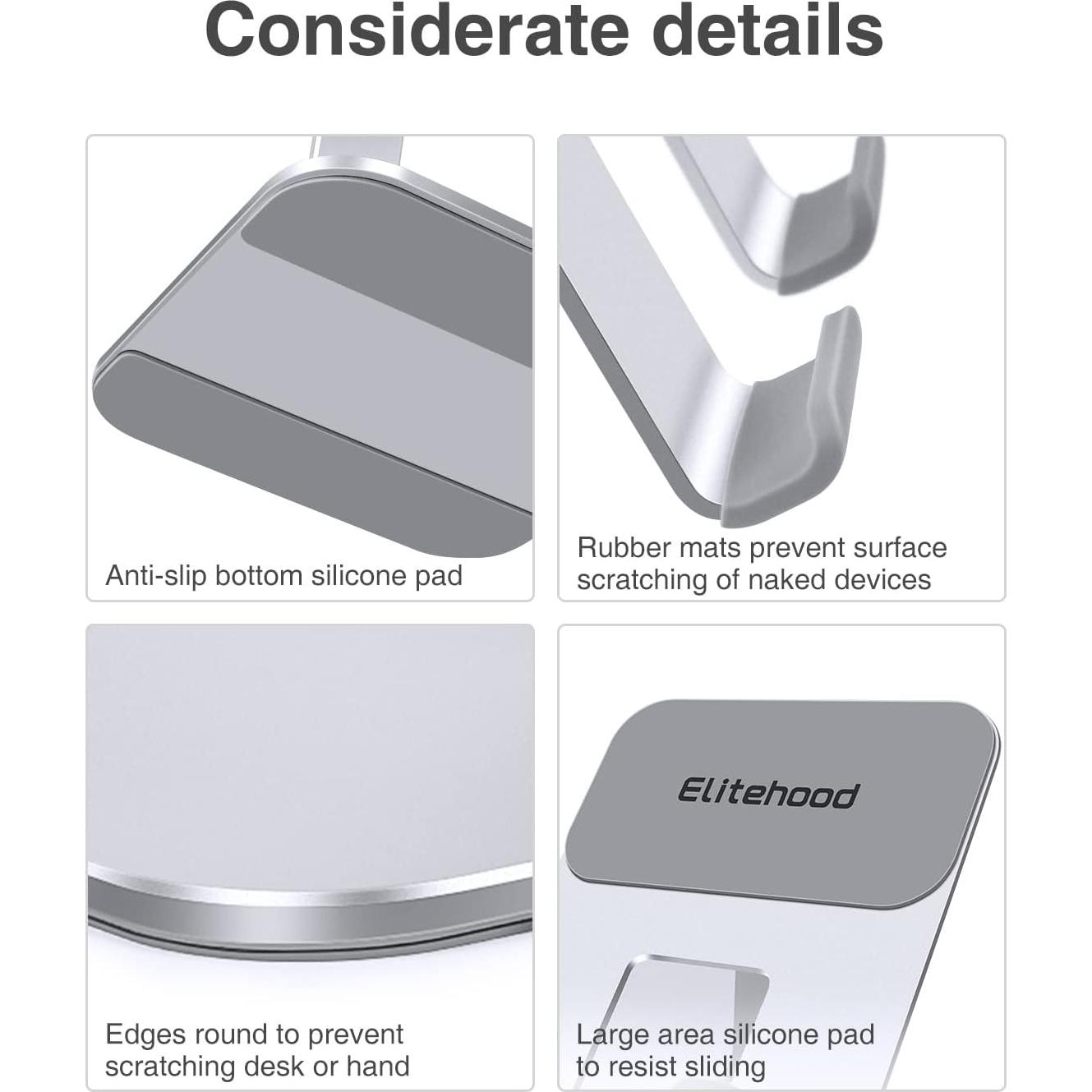 Soporte Ajustable para iPad Elitehood DT-013, Aluminio Plata