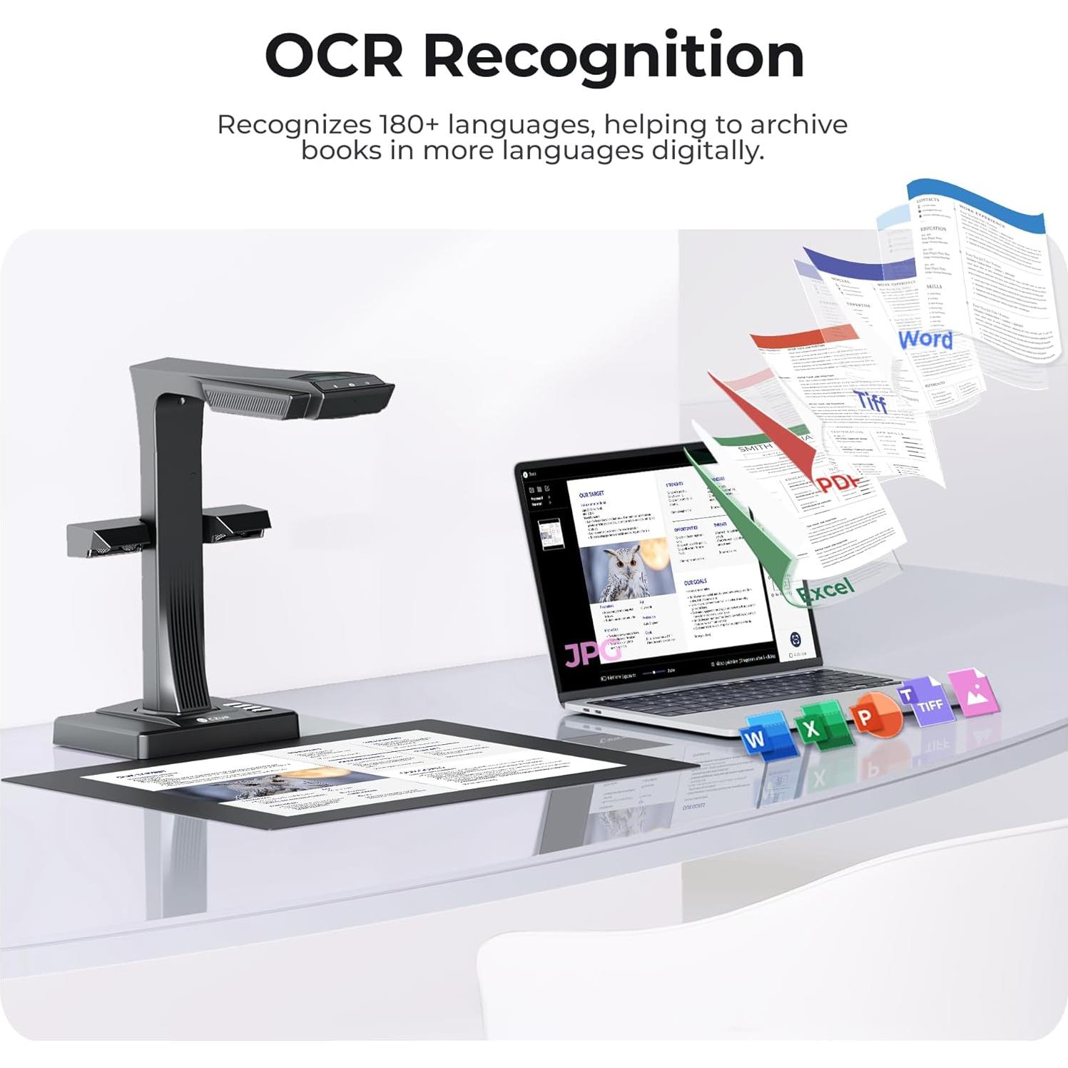 Escáner de Documentos CZUR ET16 Plus, 16MP, OCR 186 Idiomas