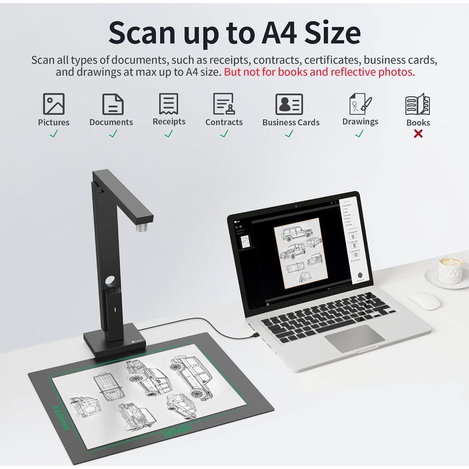 Escáner de Documentos Portátil CZUR Lens800 Pro 8MP A4