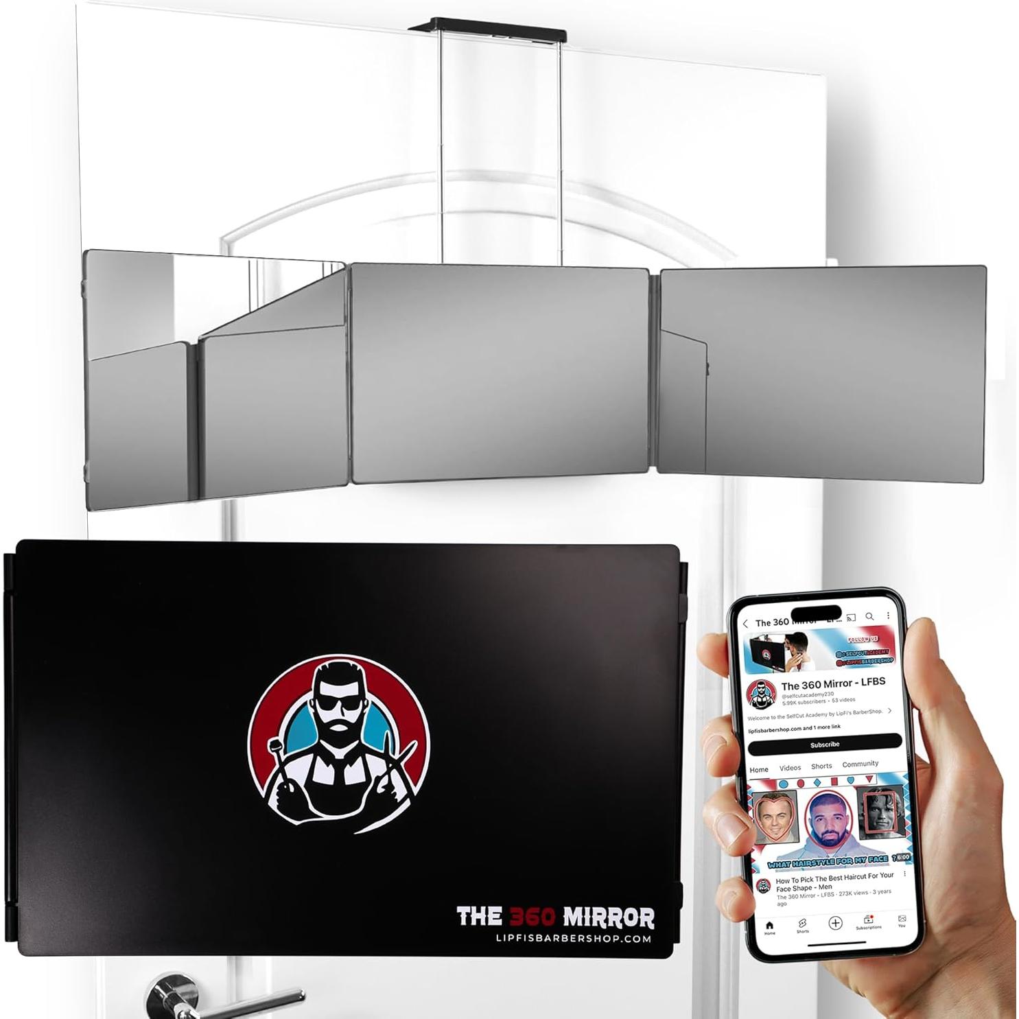 Espejo Trifolio LIPFISBARBERSHOP 30.48x20.32cm para Cortes