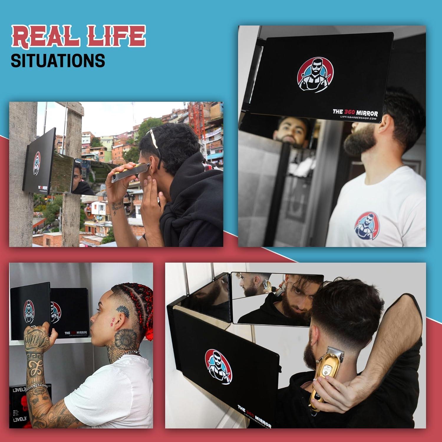 Espejo Trifolio LIPFISBARBERSHOP 30.48x20.32cm para Cortes