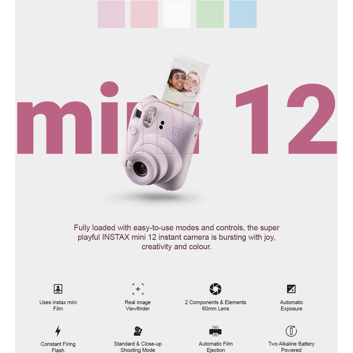 Cámara Instantánea Fujifilm Instax Mini 12 + Accesorios + 50 Hojas