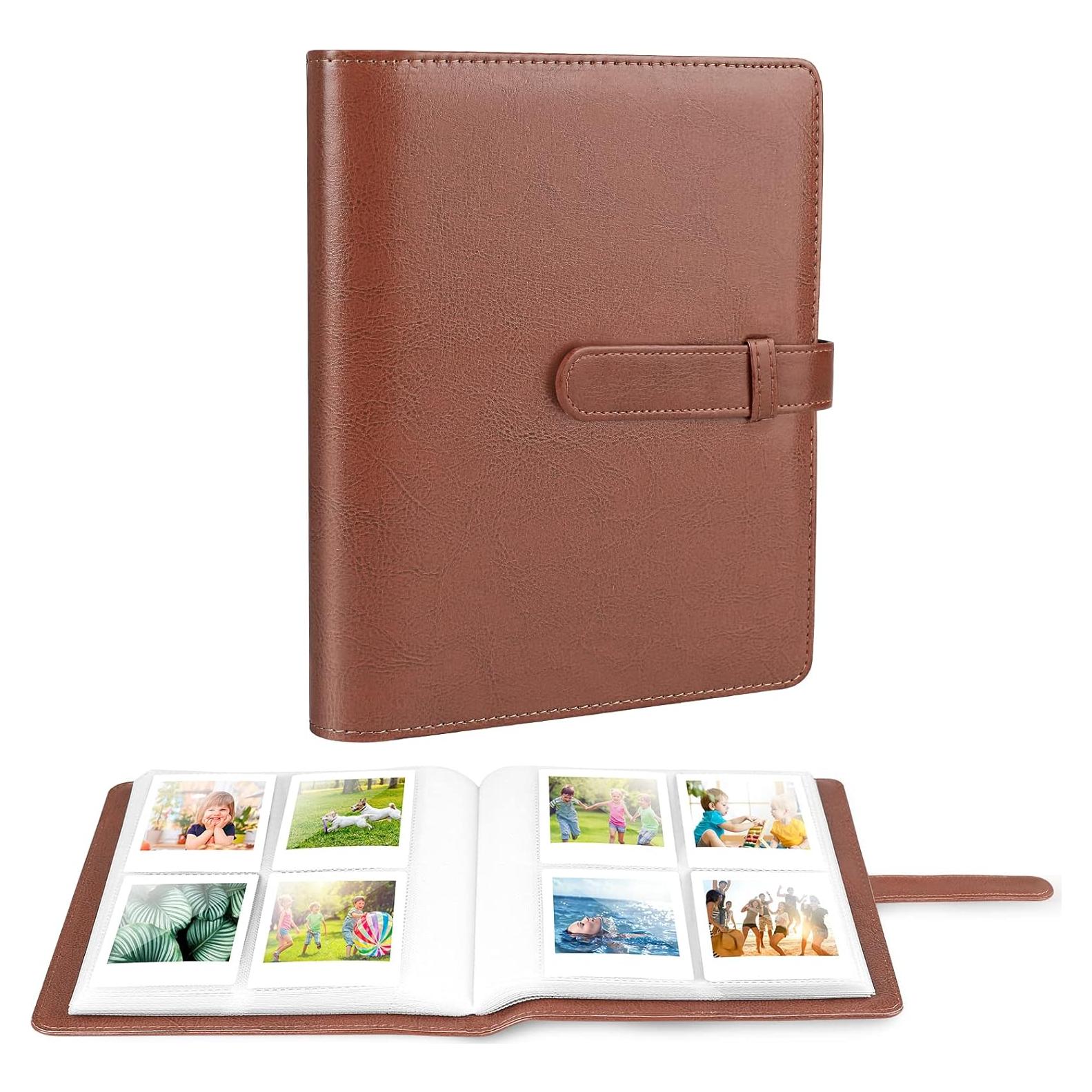 Álbum de Fotos Mini Ablus 128 Bolsillos Cuero Vegano Marrón