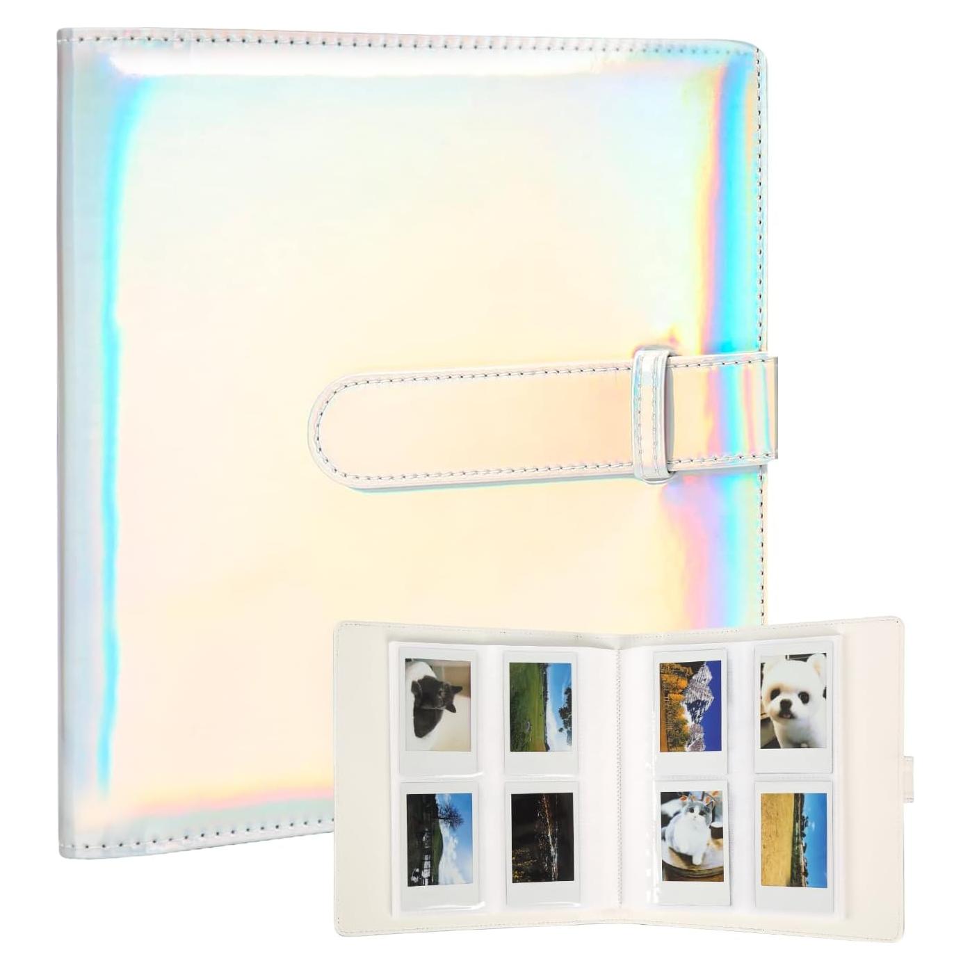 Álbum de Fotos Mini Ruibytree 256 Bolsillos Cuero Plata