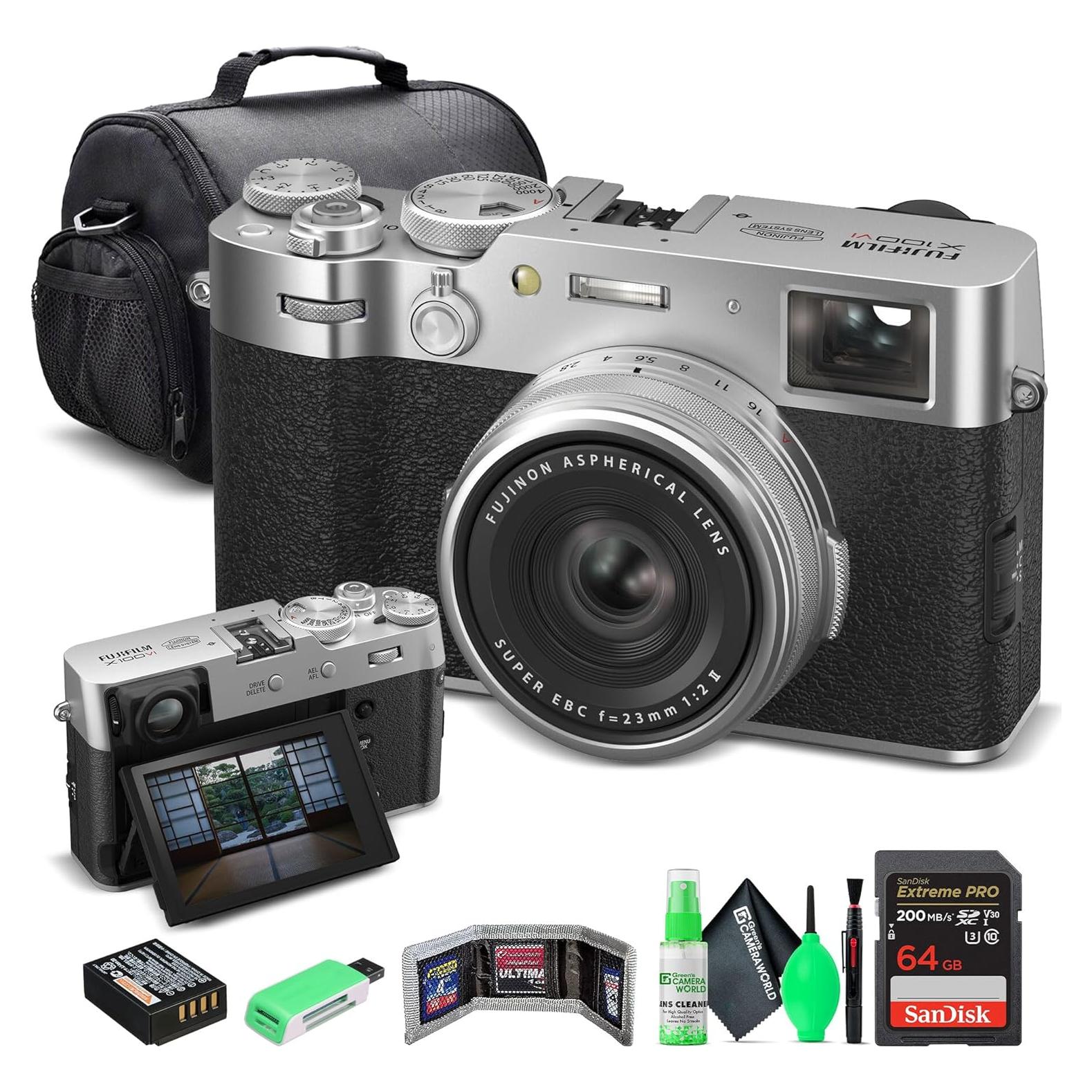 Cámara Digital FUJIFILM X100VI Plata + Tarjeta 64GB + Accesorios