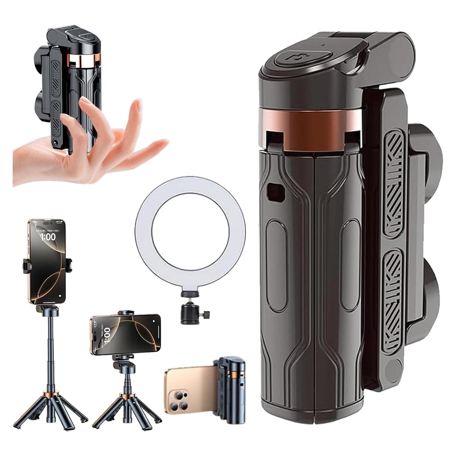 Trípode Mini Razunoth con Control Remoto y Luz de Relleno