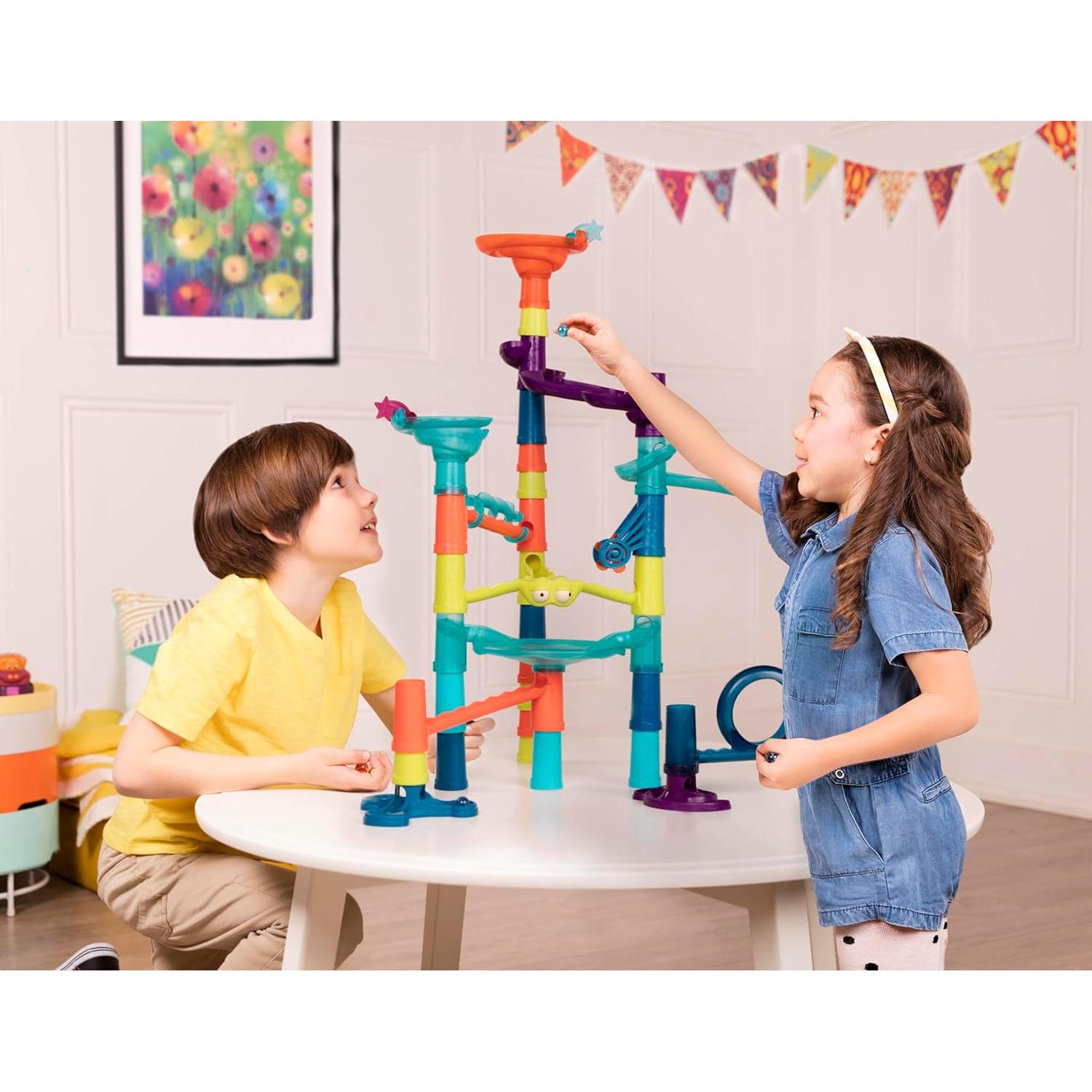 Marble Palooza – Buildable STEM-Based Maze Run Kit Featuring 38 Interlocking Components – Logical Thinking and Fine Motor Development Set for Inquisitive Kids – 3+ Years