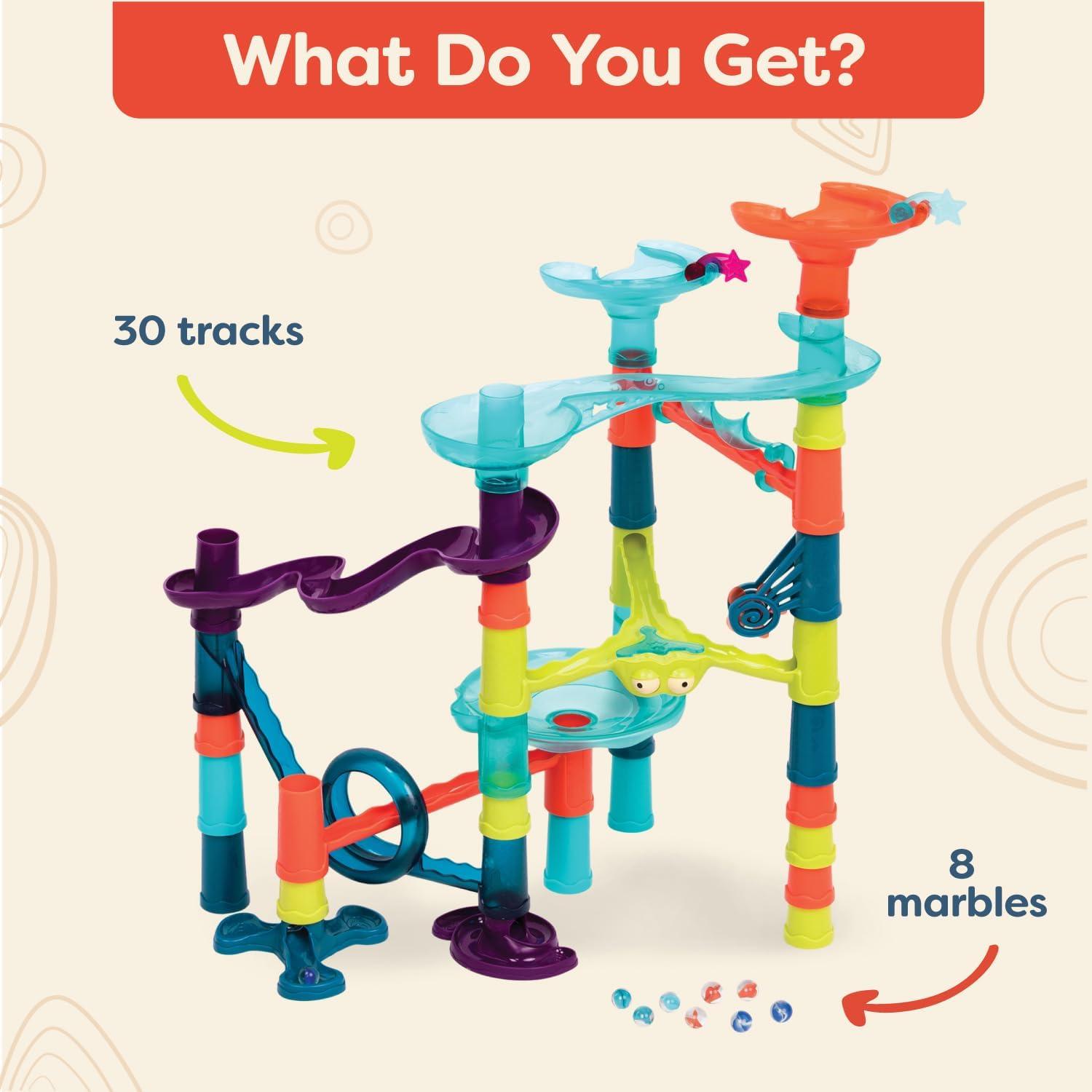 Marble Palooza – Buildable STEM-Based Maze Run Kit Featuring 38 Interlocking Components – Logical Thinking and Fine Motor Development Set for Inquisitive Kids – 3+ Years