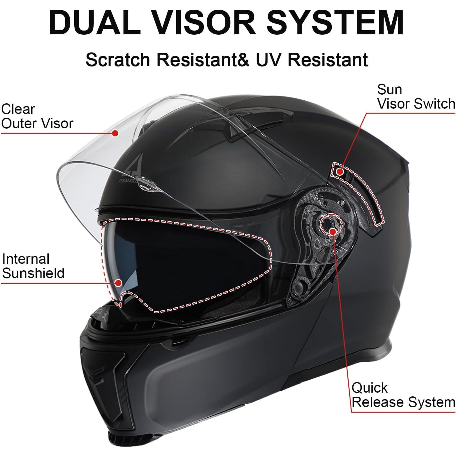 Casco Modular TRIANGLE AH121 para Motocicleta Negro Rojo