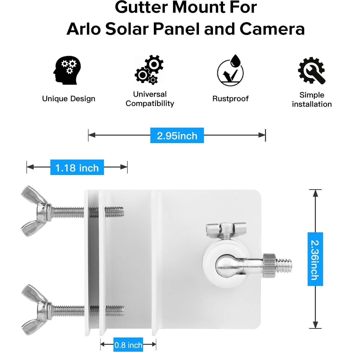 Soporte de Canalón para Panel Solar Arlo Essential Pro 5S