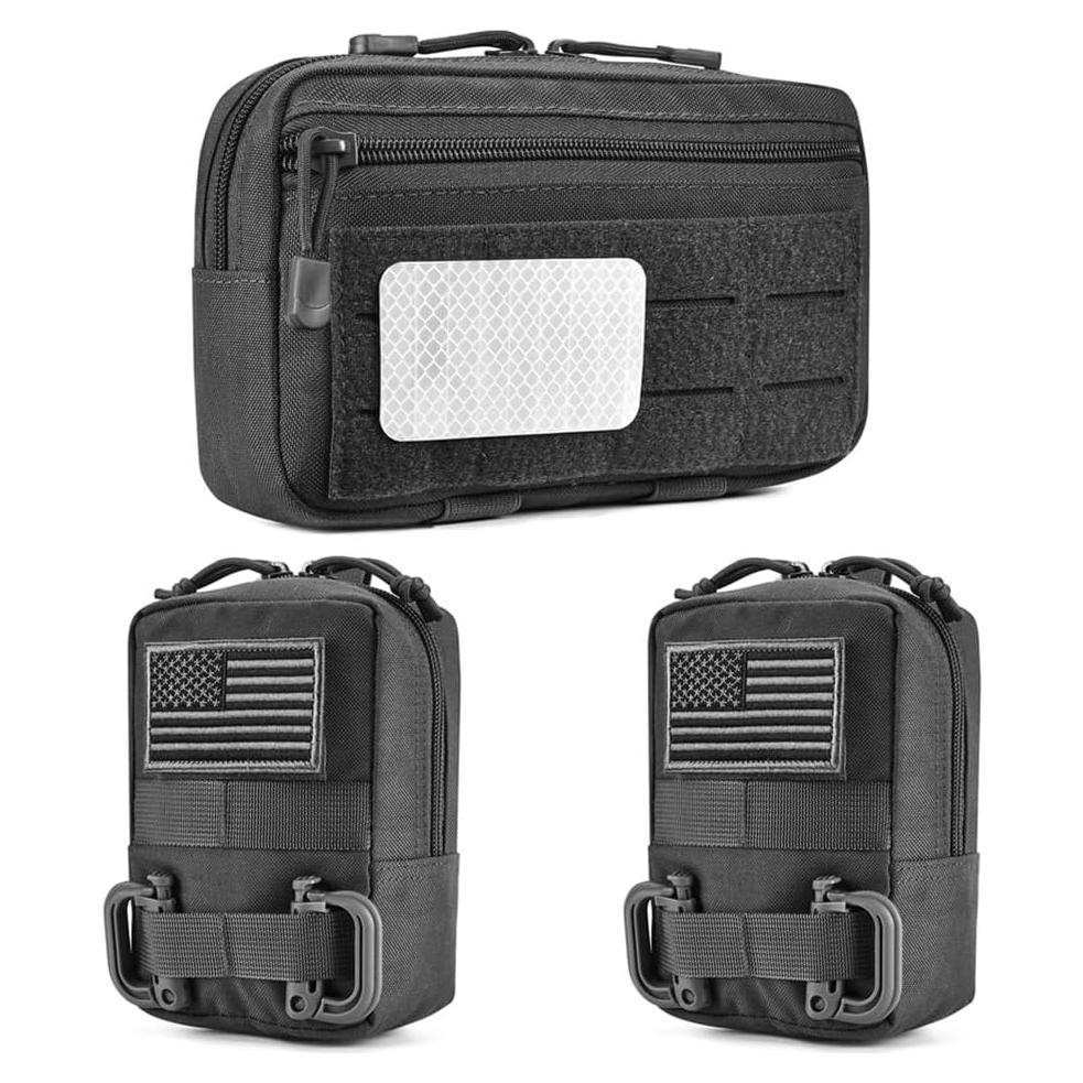 Paquete de 3 Bolsas Tácticas Molle R.SASR - Nylon Negro