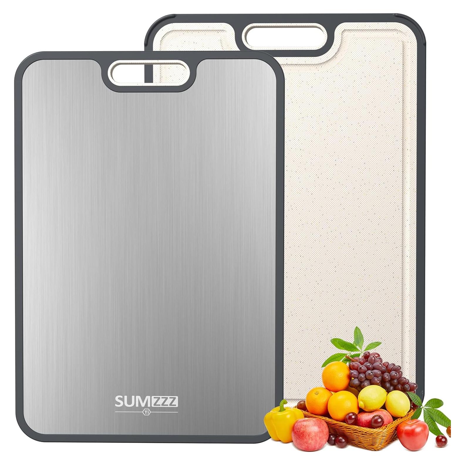 Tabla de Cortar Doble Cara Titanio Sumzzz 40.6x27.9cm Antimicrobiana