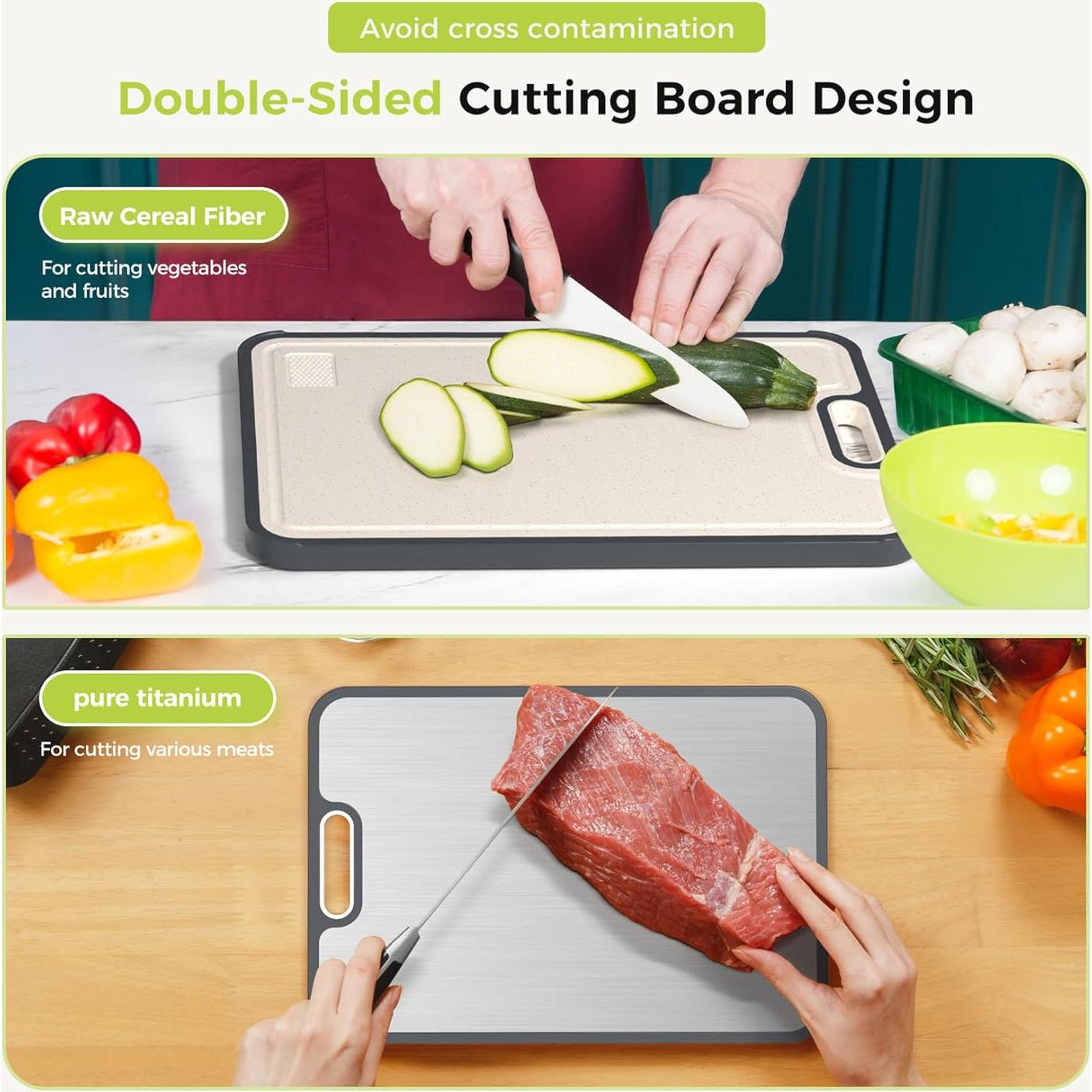 Tabla de Cortar Doble Cara Titanio Sumzzz 40.6x27.9cm Antimicrobiana