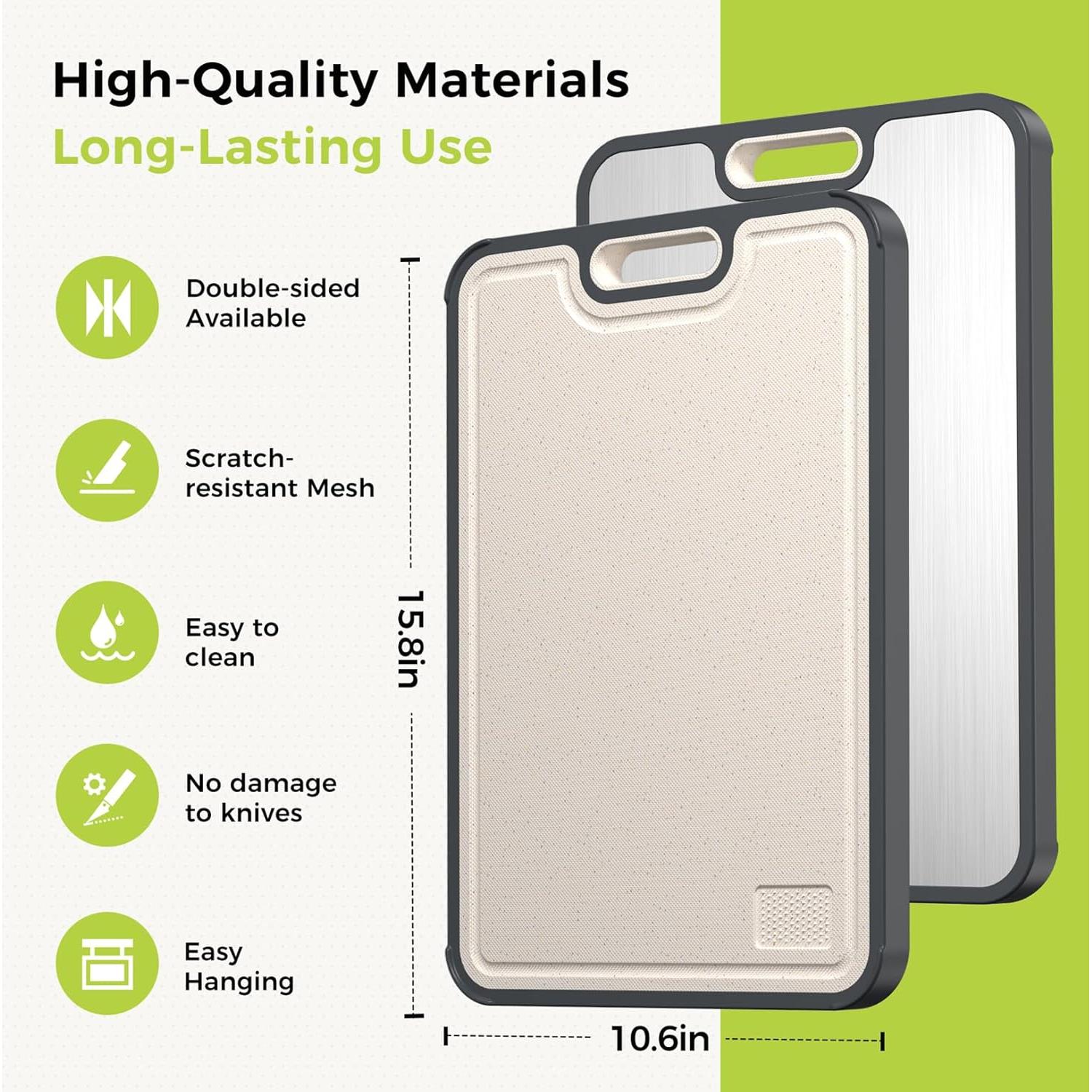 Tabla de Cortar Doble Cara Titanio Sumzzz 40.6x27.9cm Antimicrobiana