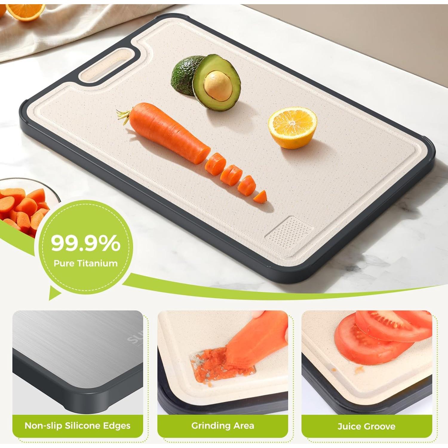 Tabla de Cortar Doble Cara Titanio Sumzzz 40.6x27.9cm Antimicrobiana