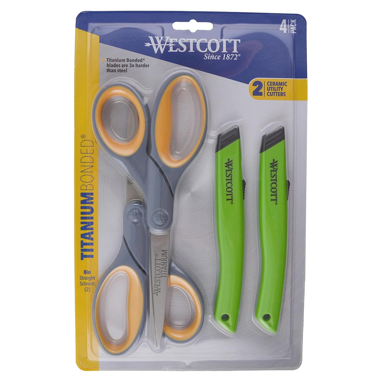 Tijeras Westcott 20.32 cm Titanio + Cortador Cerámica 4 Pzas