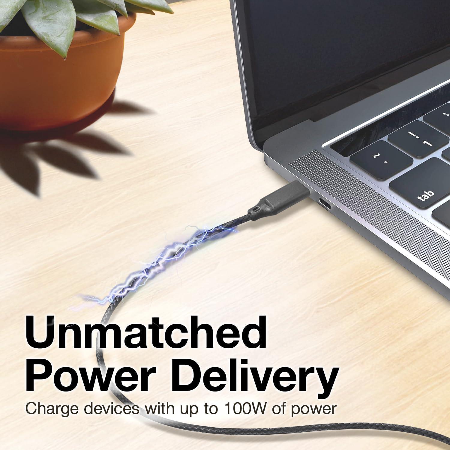 Cable BoxWave USB-C a USB-C 100W 1m Carga Rápida Trenzado