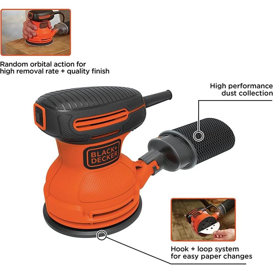 Lijadora Orbital BLACK+DECKER BDERO100 5" 2.0A 12000 OPM
