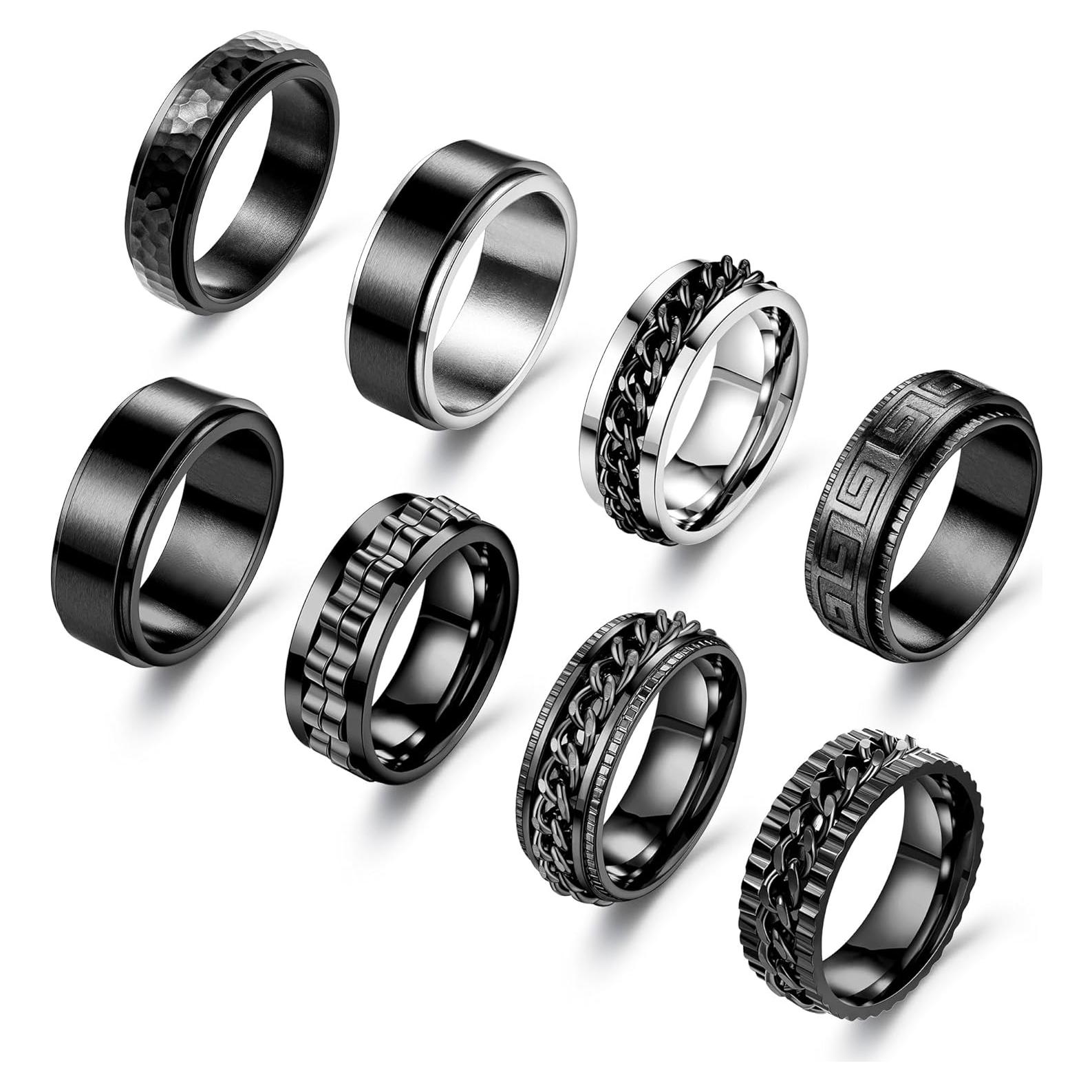 Conjunto de 8 Anillos Giratorios de Acero Inoxidable NICEIGHT