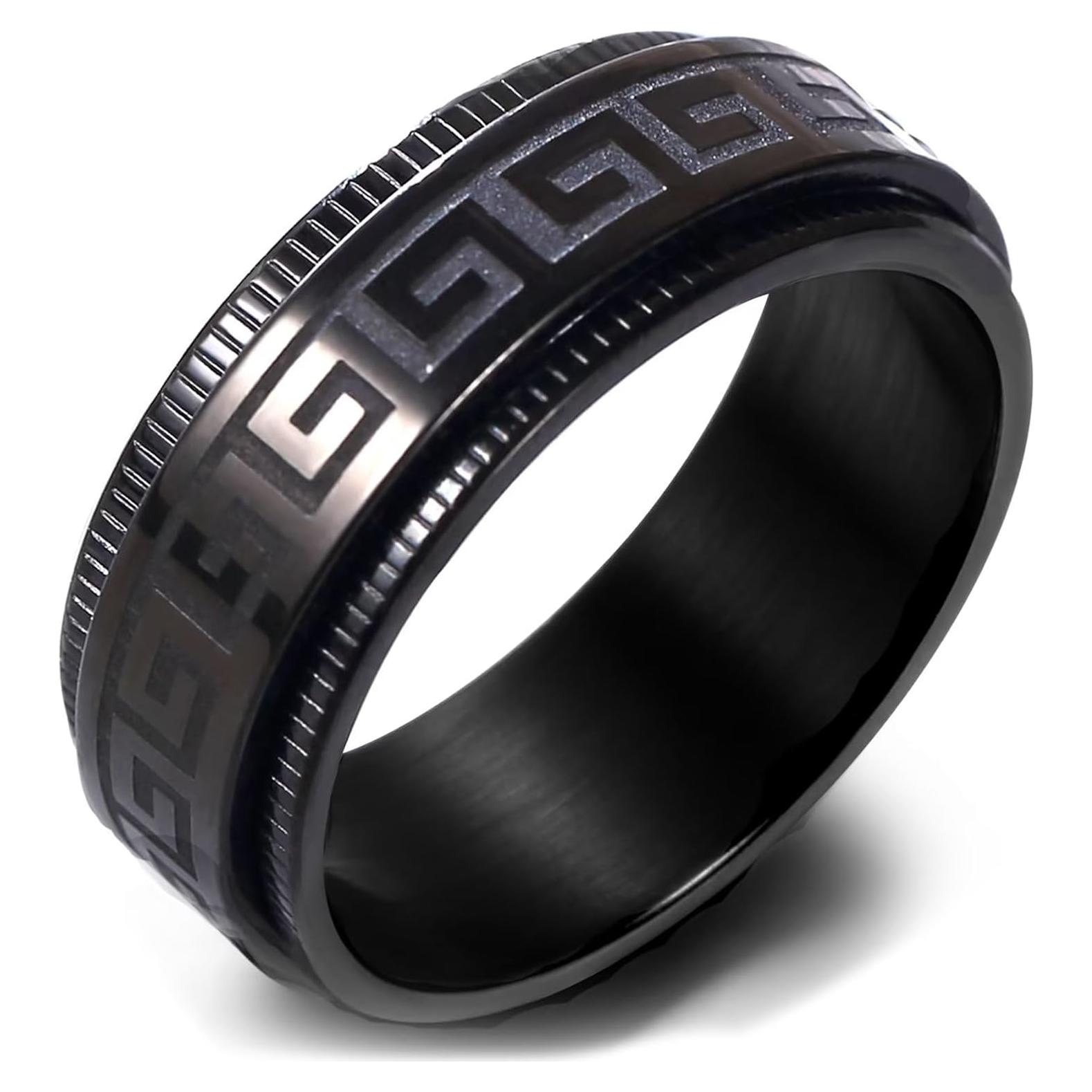 Anillo giratorio de acero inoxidable Adreamz 8 mm negro azul