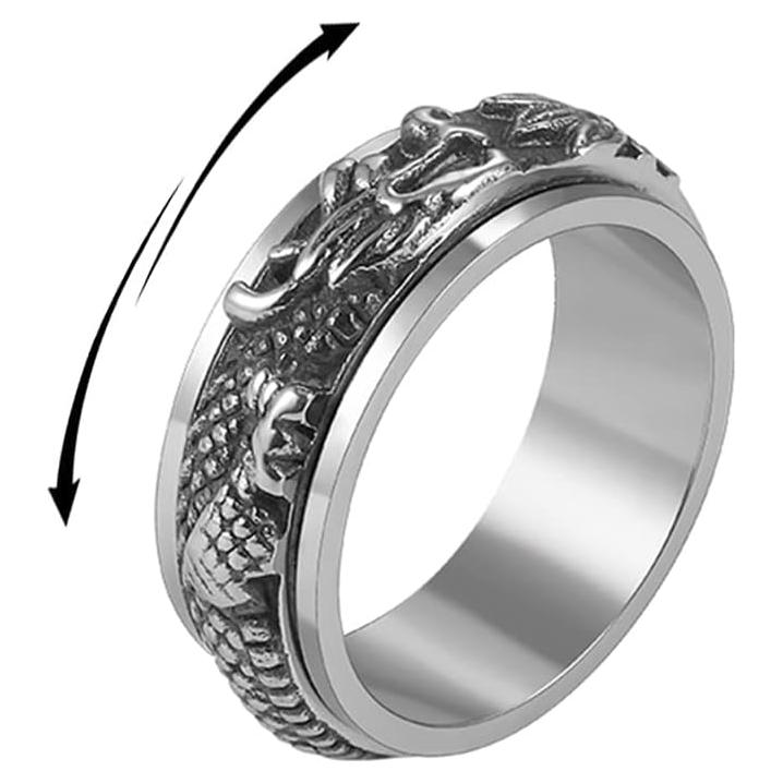 Anillo Giratorio OIDIMS Dragón Fidget Acero Inoxidable Talla 11