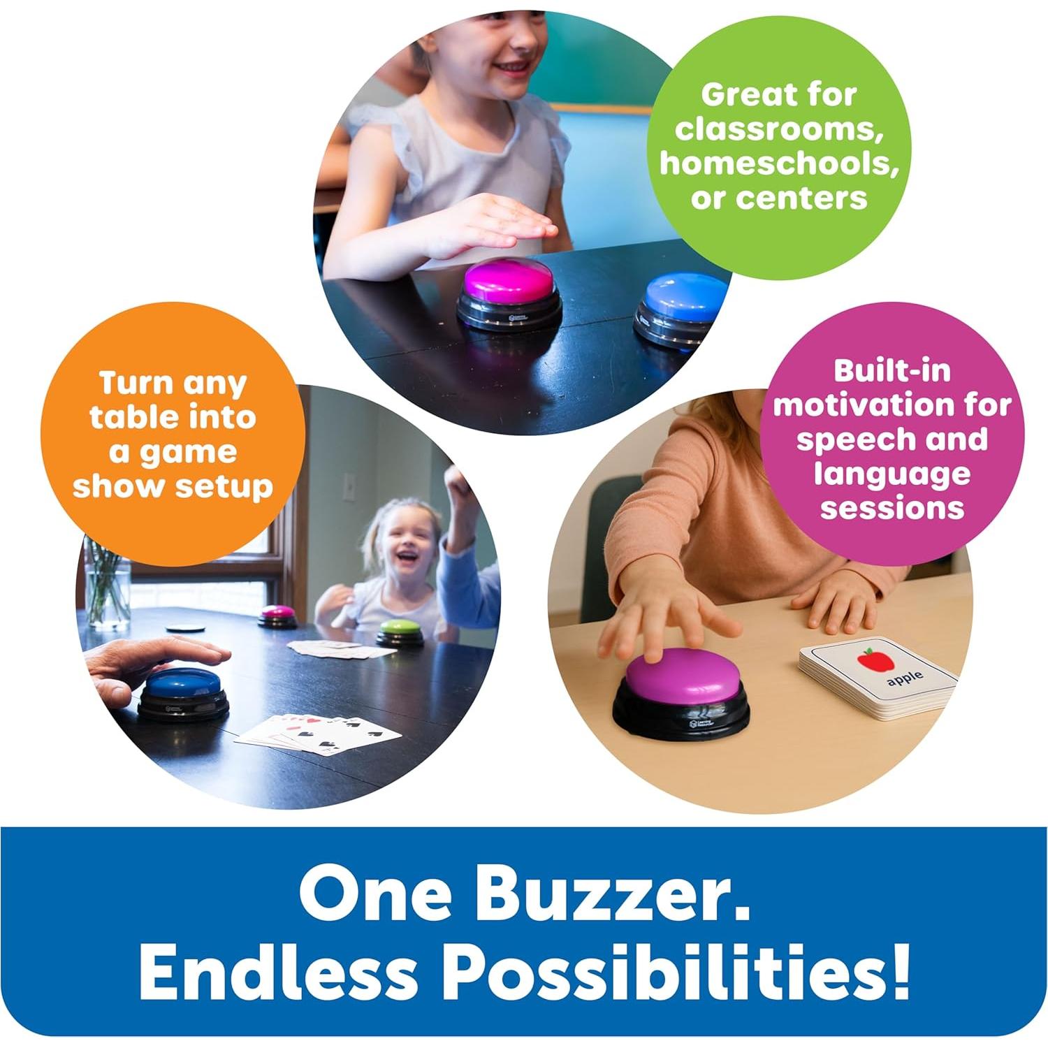 Learning Resources Answer Buzzers - Classroom Must Haves Supplies, Kids Toys, Sound Effect Button, Family Game Shows, Buzzers for Trivia, Participation Tools Boys and Girls Birthday Gifts