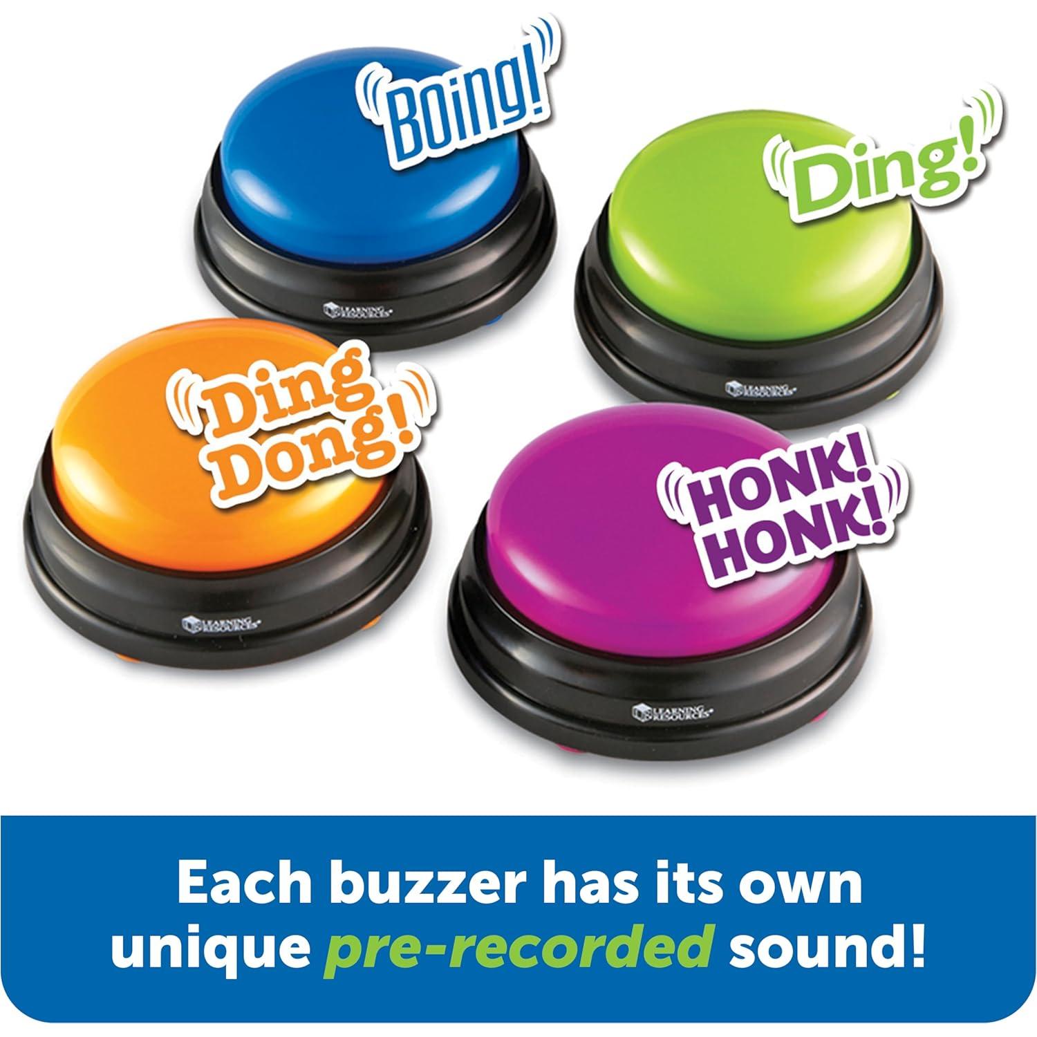 Learning Resources Answer Buzzers - Classroom Must Haves Supplies, Kids Toys, Sound Effect Button, Family Game Shows, Buzzers for Trivia, Participation Tools Boys and Girls Birthday Gifts