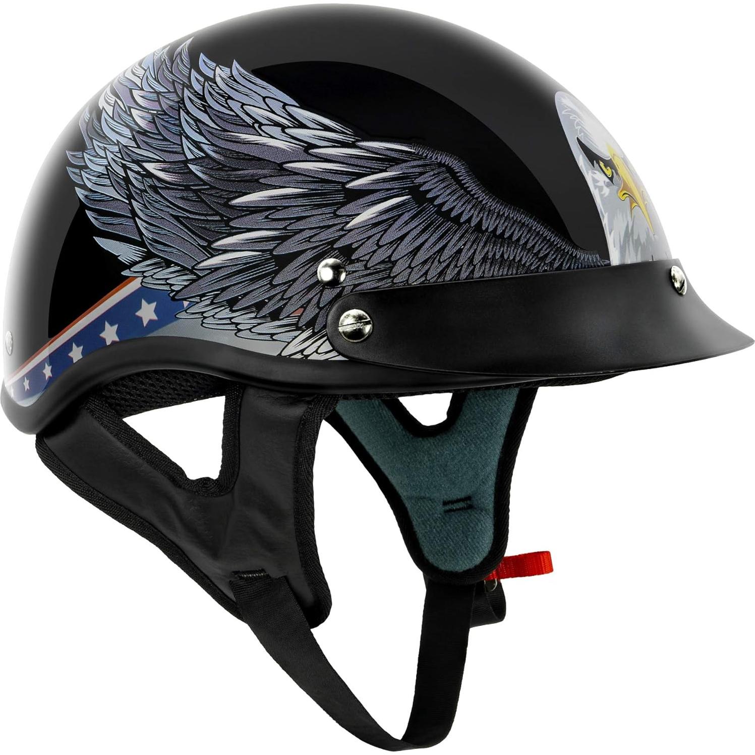 Casco de Motocicleta VCAN Cruiser Medio Negro Brillante