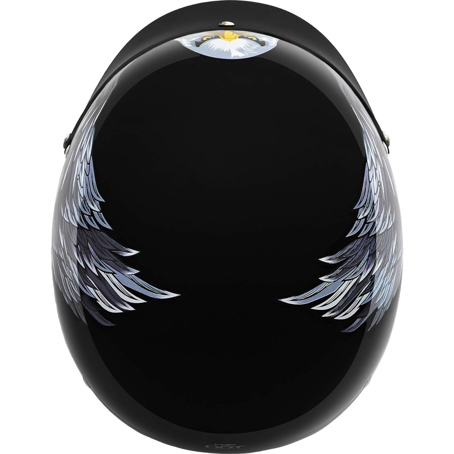 Casco de Motocicleta VCAN Cruiser Medio Negro Brillante