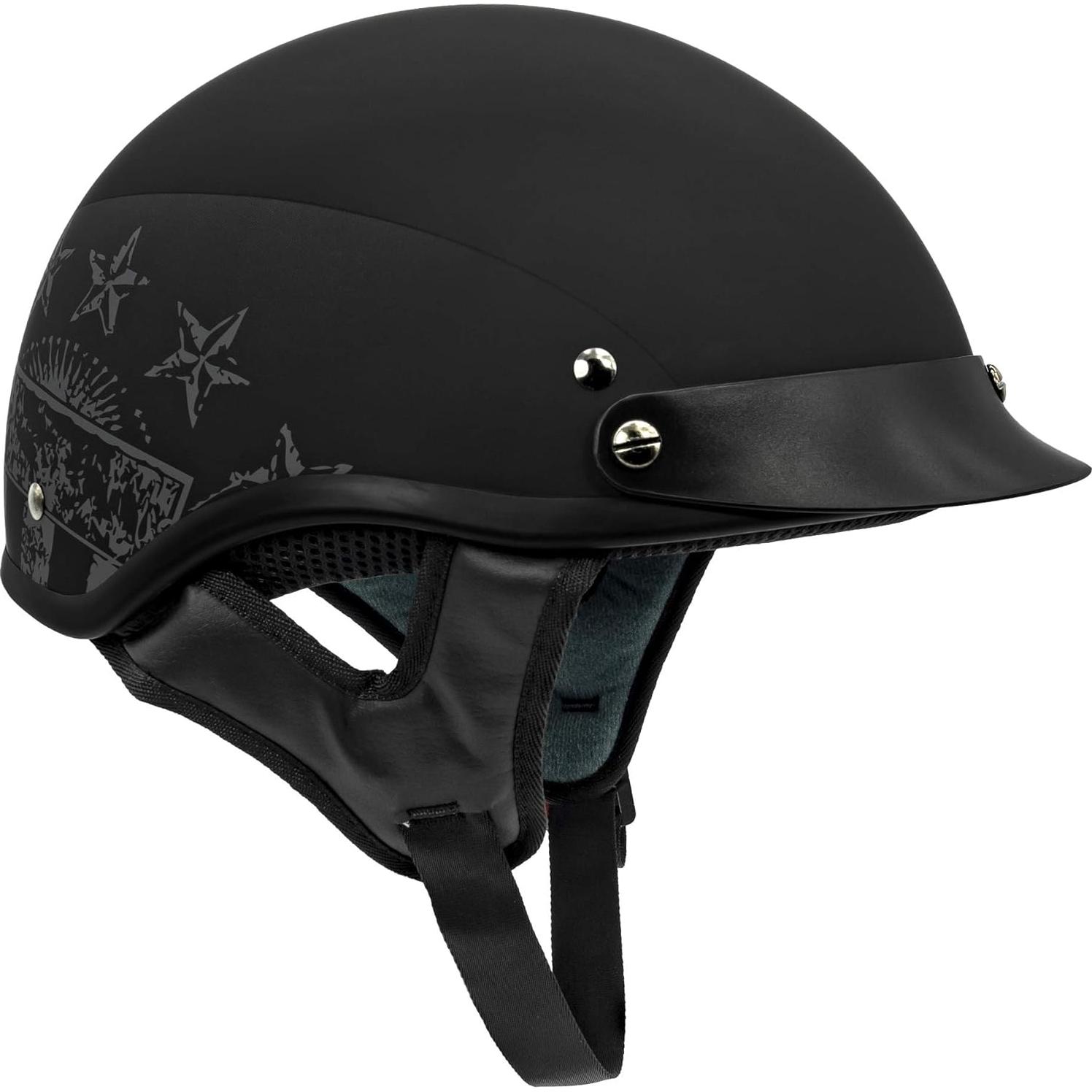 Casco de motocicleta VCAN V5 X-Large Negro con Bandera