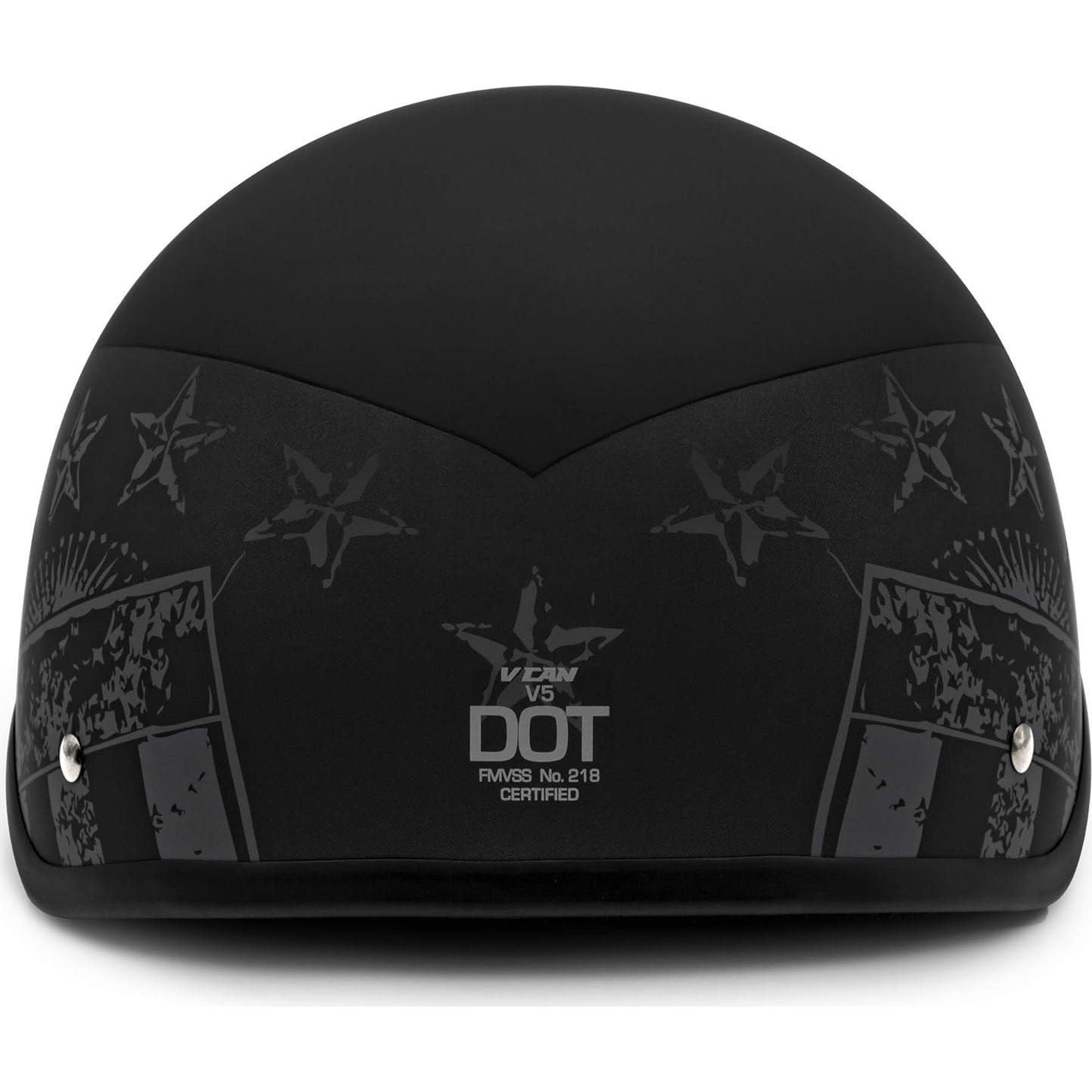 Casco de motocicleta VCAN V5 X-Large Negro con Bandera