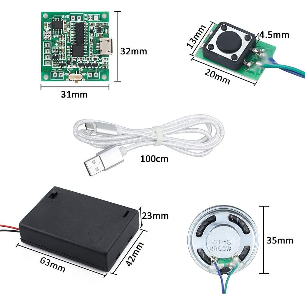 Módulo de Sonido Programable WayinTop 8MB con Botón y USB