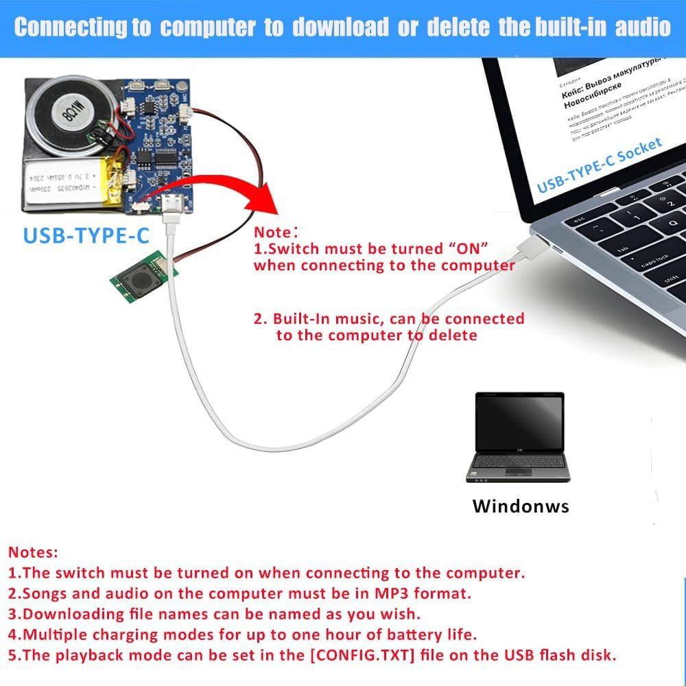 Módulo de Sonido XLW JR1653 - Grabación 16 Minutos, 16MB, USB-C, Azul 2Pack