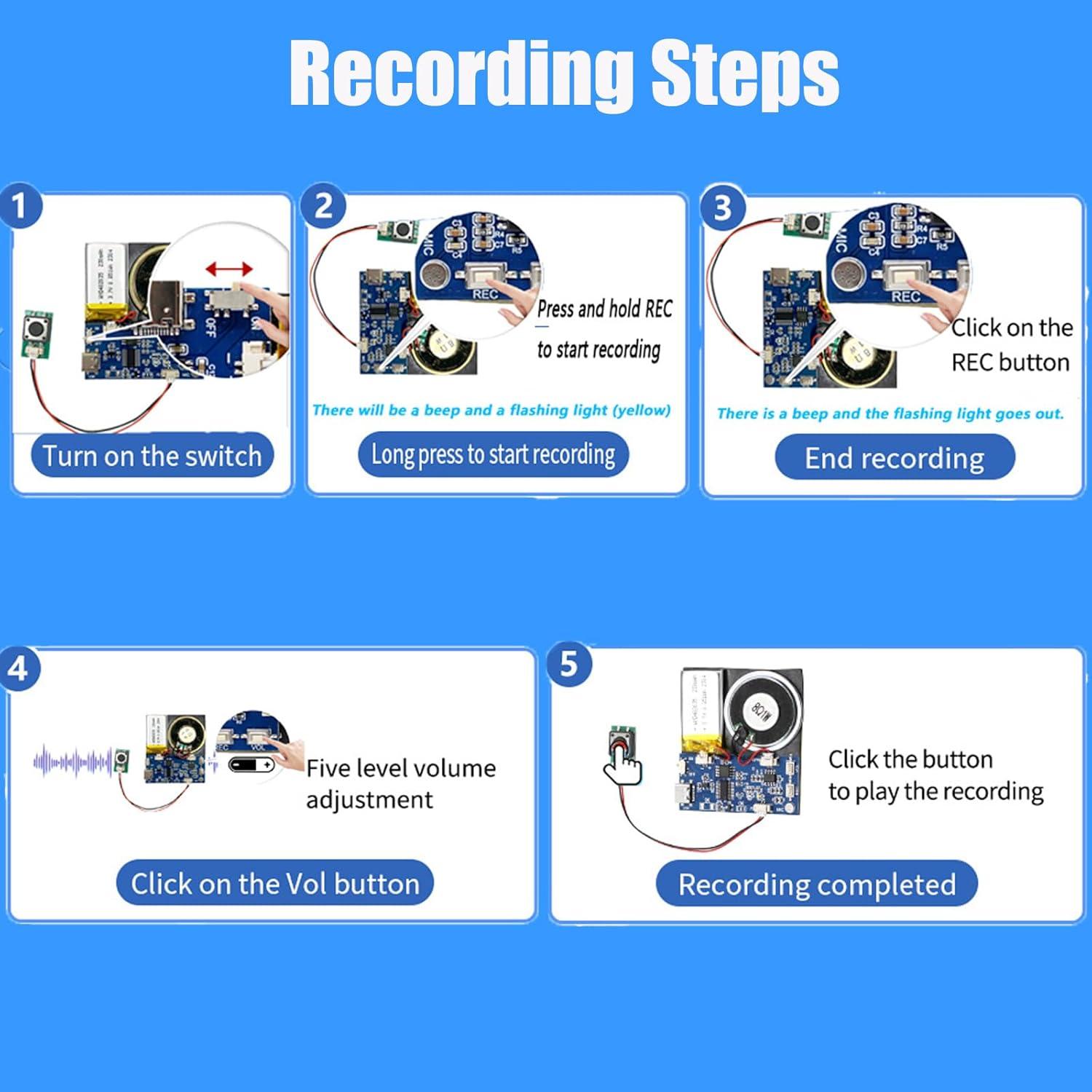 Módulo de Sonido XLW JR1653 - Grabación 16 Minutos, 16MB, USB-C, Azul 2Pack