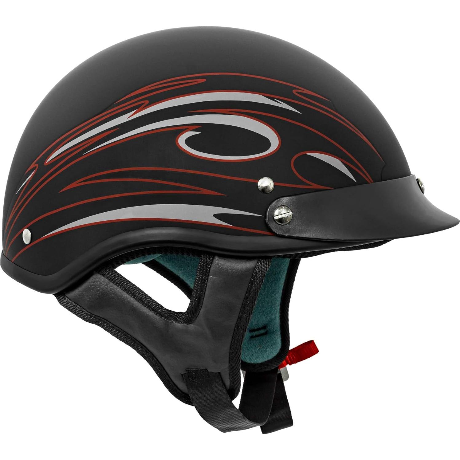 Casco VCAN V5 Cruiser Half Face Negro Rojo X-Pequeño
