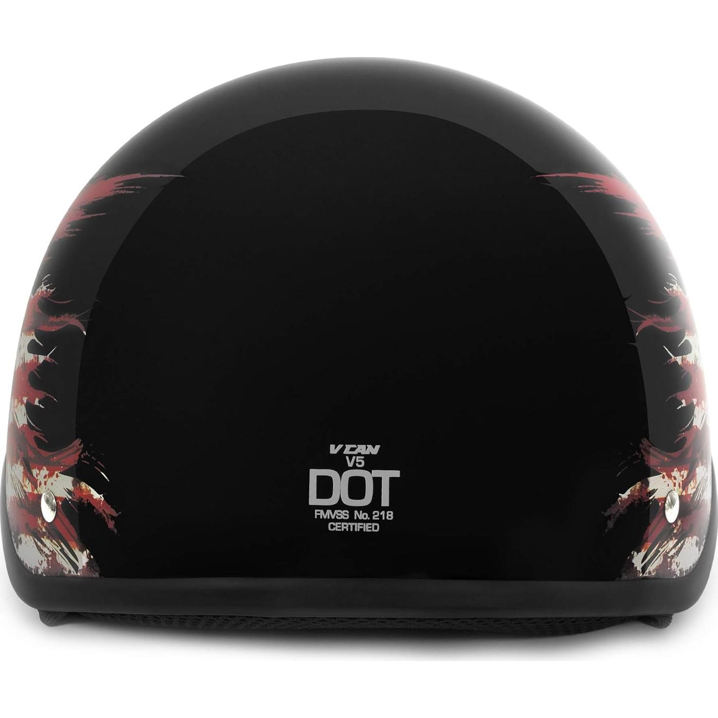 Casco VCAN V5 Cruiser Half Face Negro Brillante