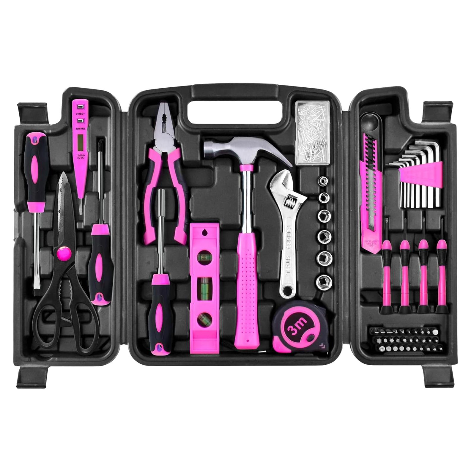 Juego de Herramientas SOLUDE Rosa 206 Piezas para DIY y Hogar