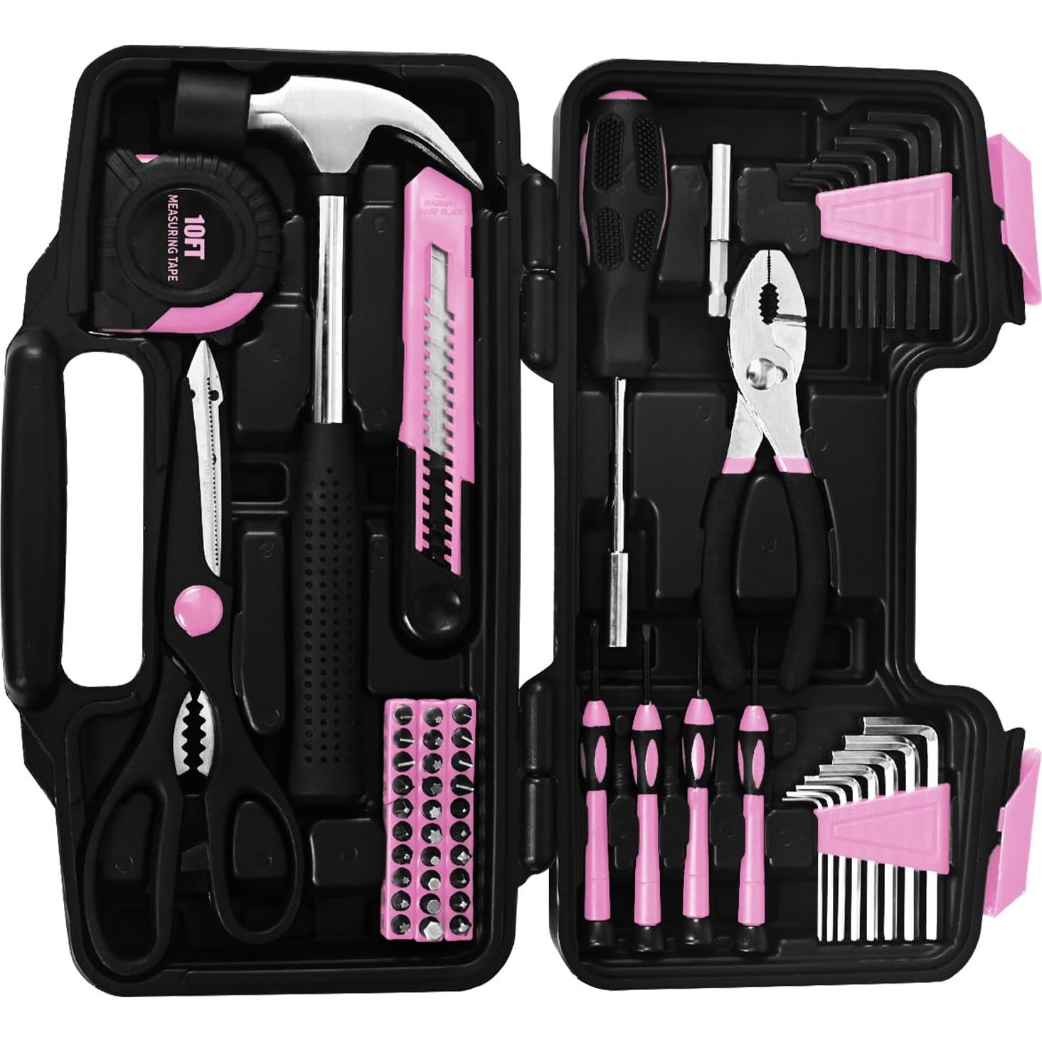 Kit de Herramientas Rosa 58 Piezas GETFOO para el Hogar