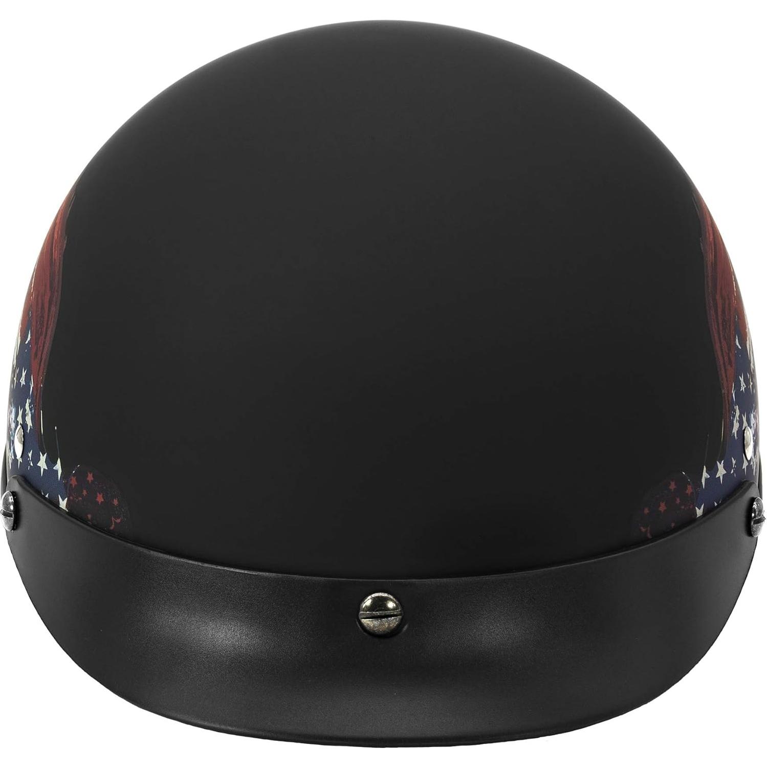 Casco VCAN V5 Half Face Negro Mediano con Bandera